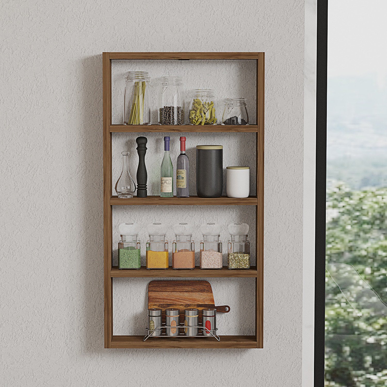 Prateleira de parede – 43,2 cm x 80 cm x 9 cm – Nogueira – Painel de partículas revestido a melamina