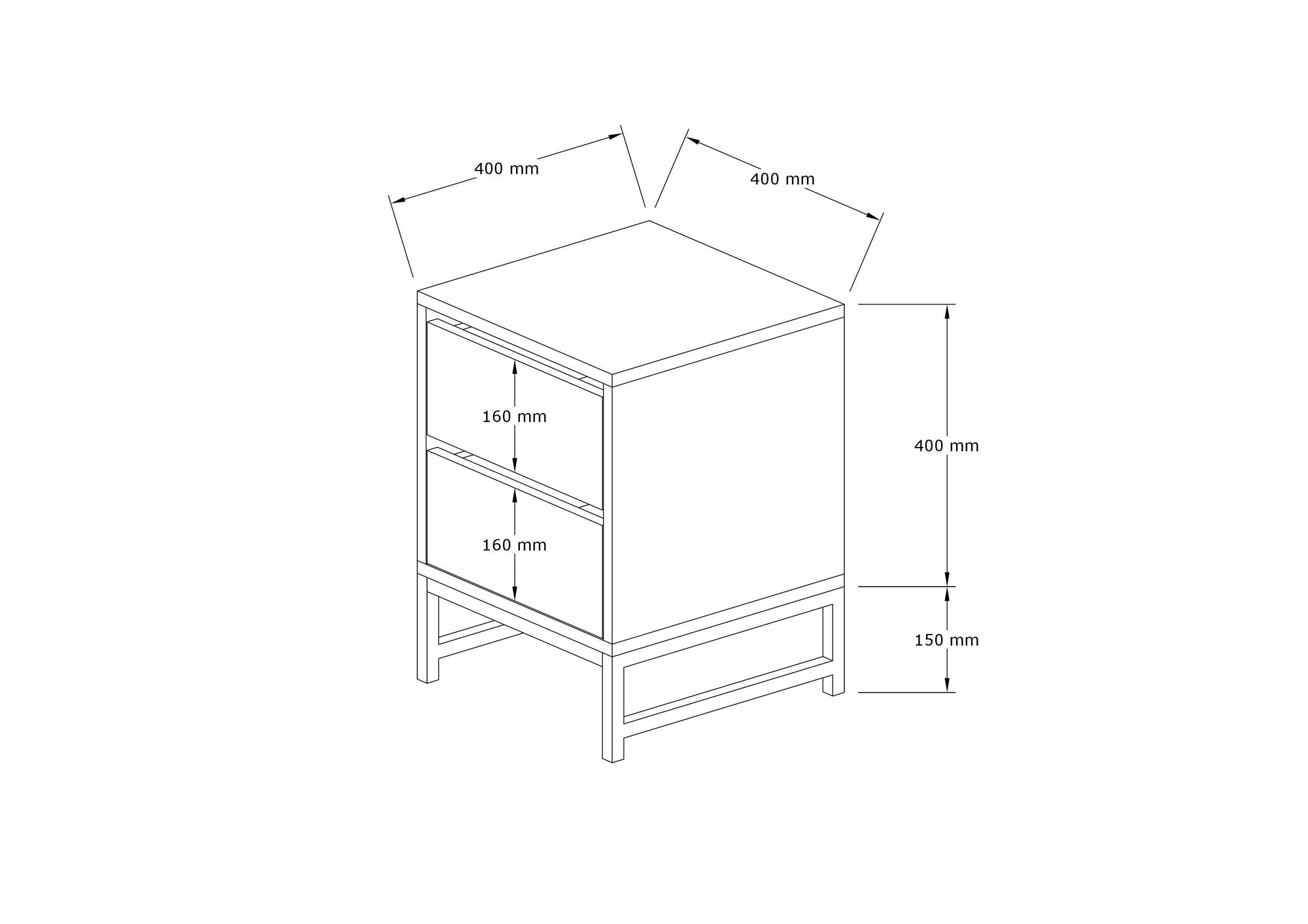 Mesa de cabeceira – 40 cm x 55 cm x 40 cm – Safira e Branco – Painel de partículas