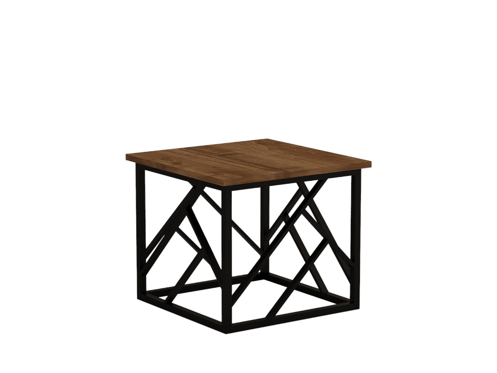 Mesa de Centro em aglomerado de partículas revestido a melamina – 53,5 cm x 41,8 cm x 53,5 cm – Nogueira e Preto