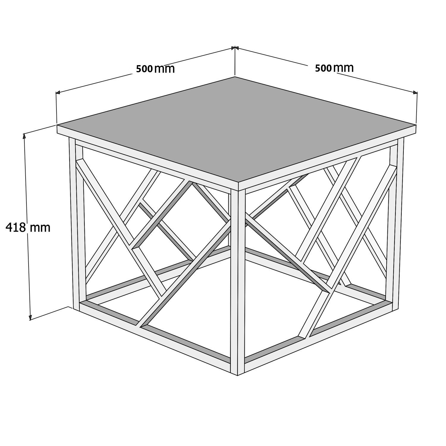 Mesa de Centro em aglomerado de partículas revestido a melamina – 53,5 cm x 41,8 cm x 53,5 cm – Nogueira e Preto