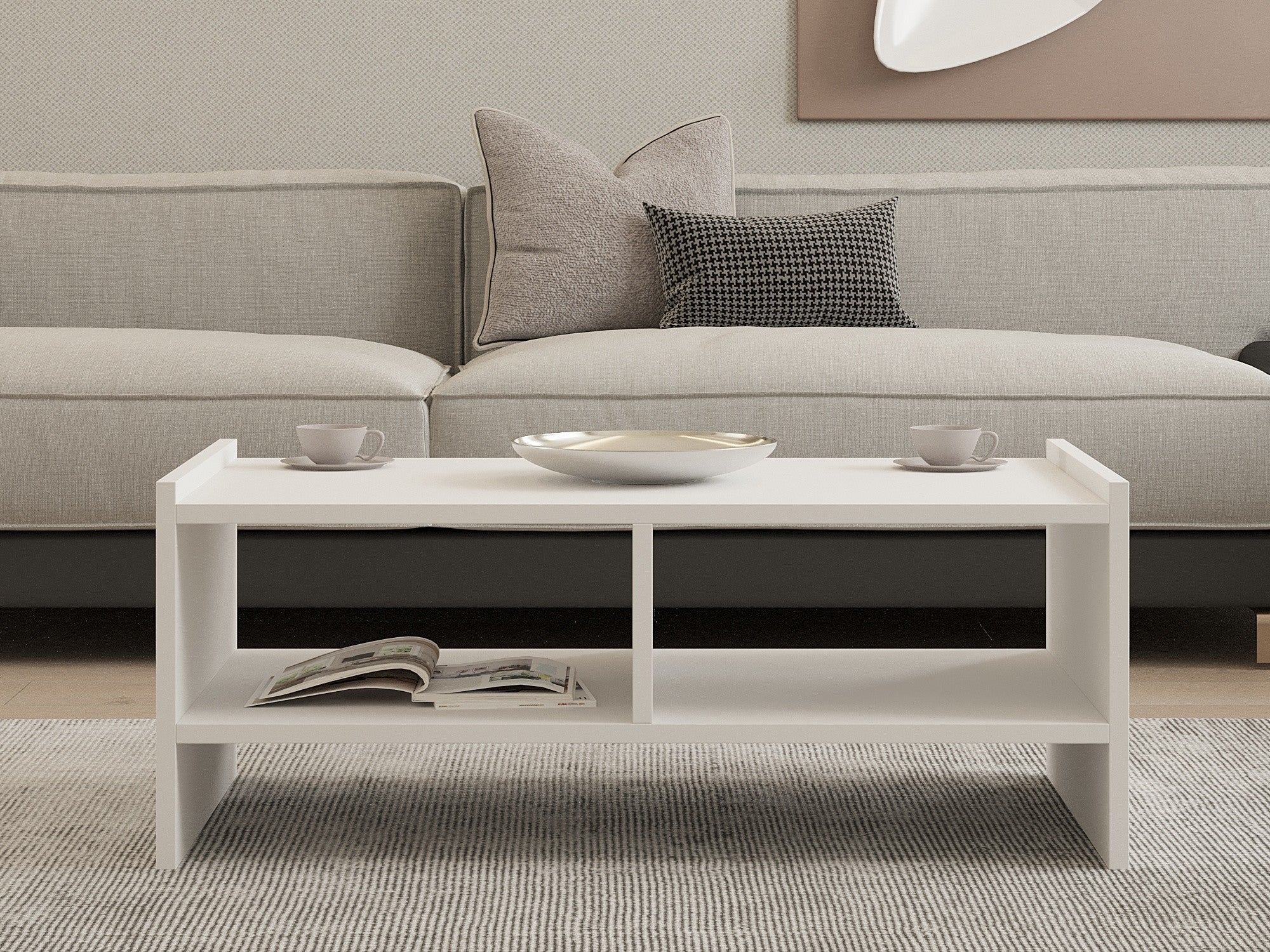 Mesa de Centro – 90 cm x 35 cm x 50 cm – Branco – Melamina
