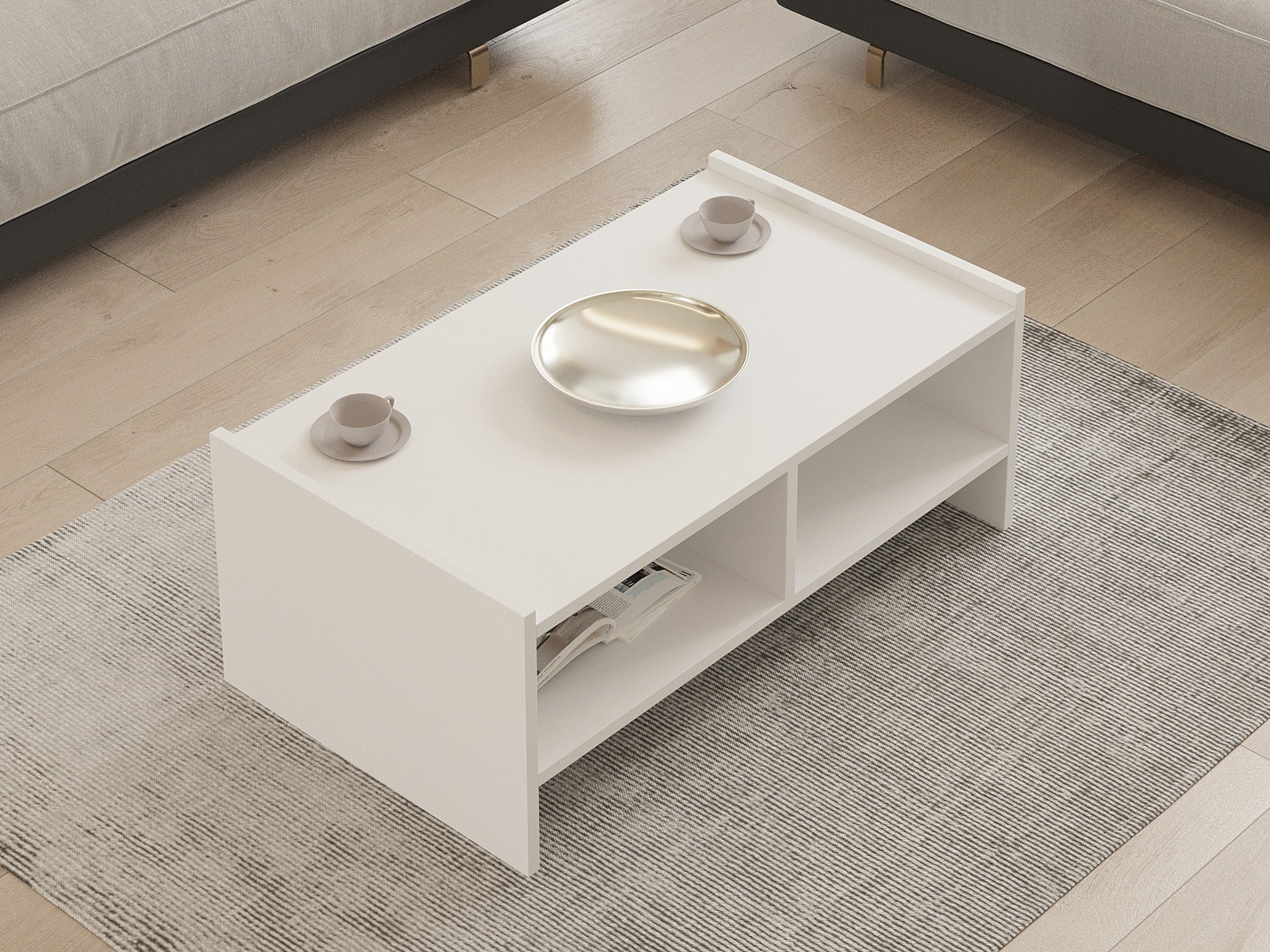 Mesa de Centro – 90 cm x 35 cm x 50 cm – Branco – Melamina