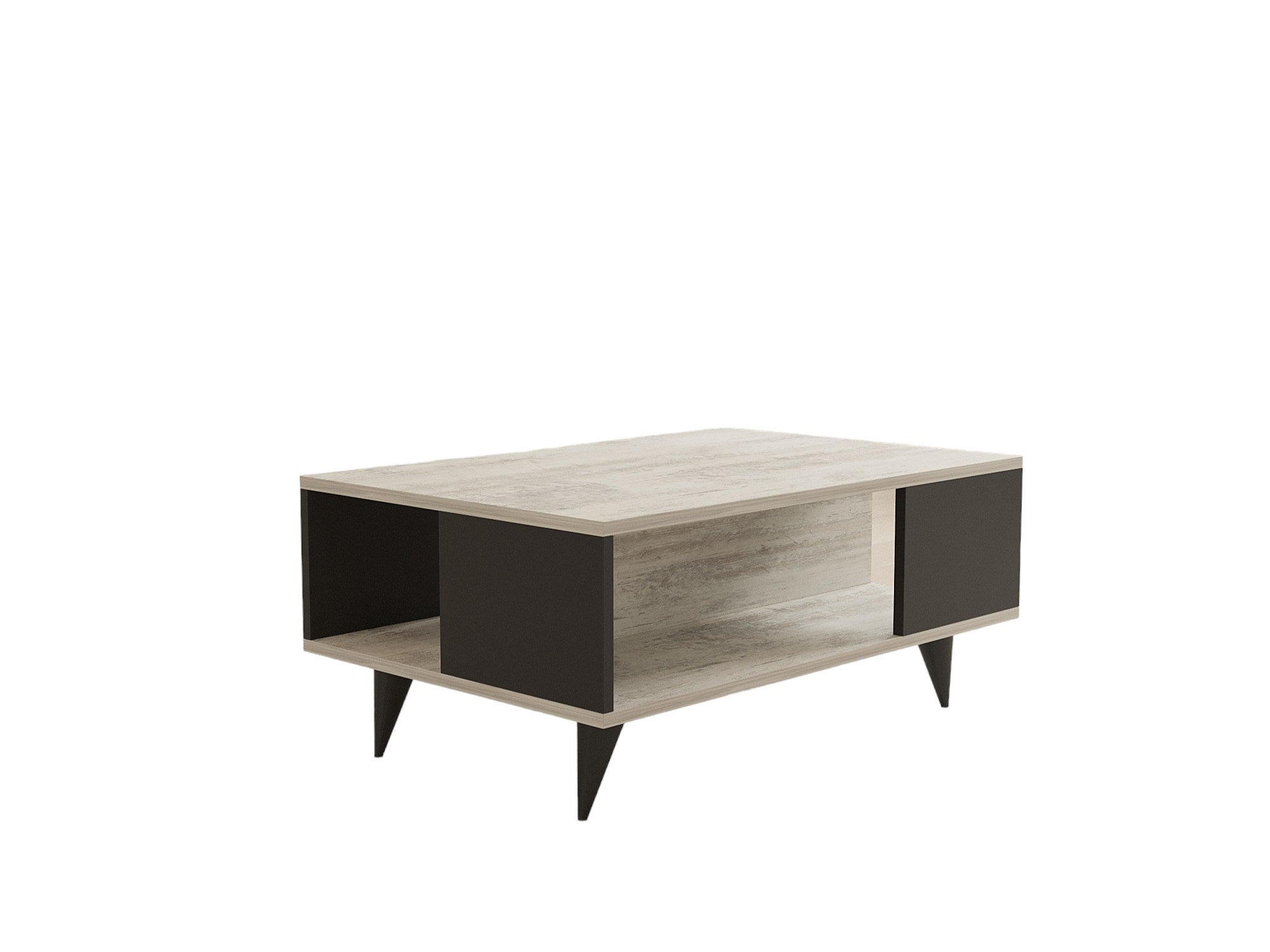 Mesa de Centro – 90cm x 60cm x 39,5cm – Branco e Preto – Painel de Partículas