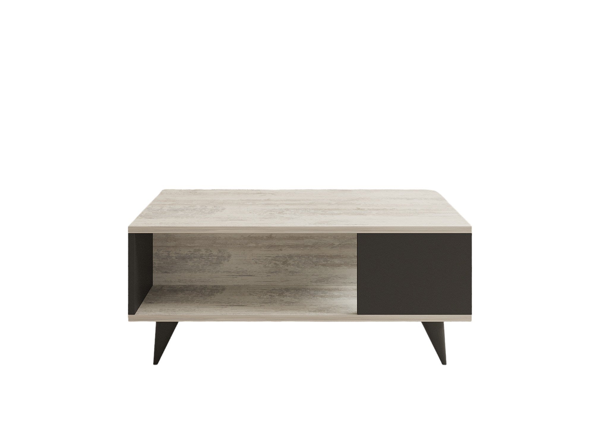 Mesa de Centro – 90cm x 60cm x 39,5cm – Branco e Preto – Painel de Partículas