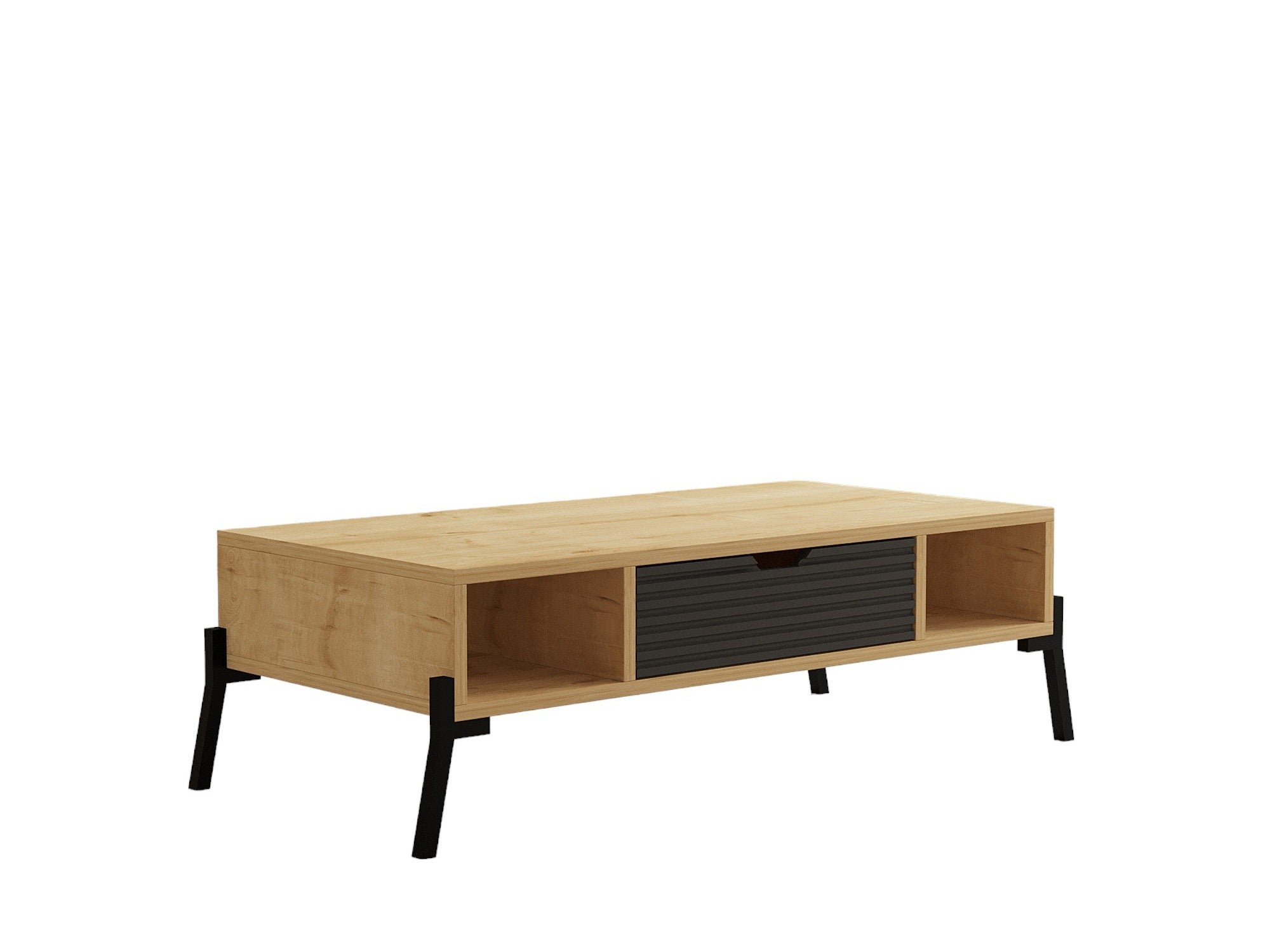Mesa de Centro – 100 cm x 28,2 cm x 50 cm – Carvalho Safira e Antracite – MDF e Ferro