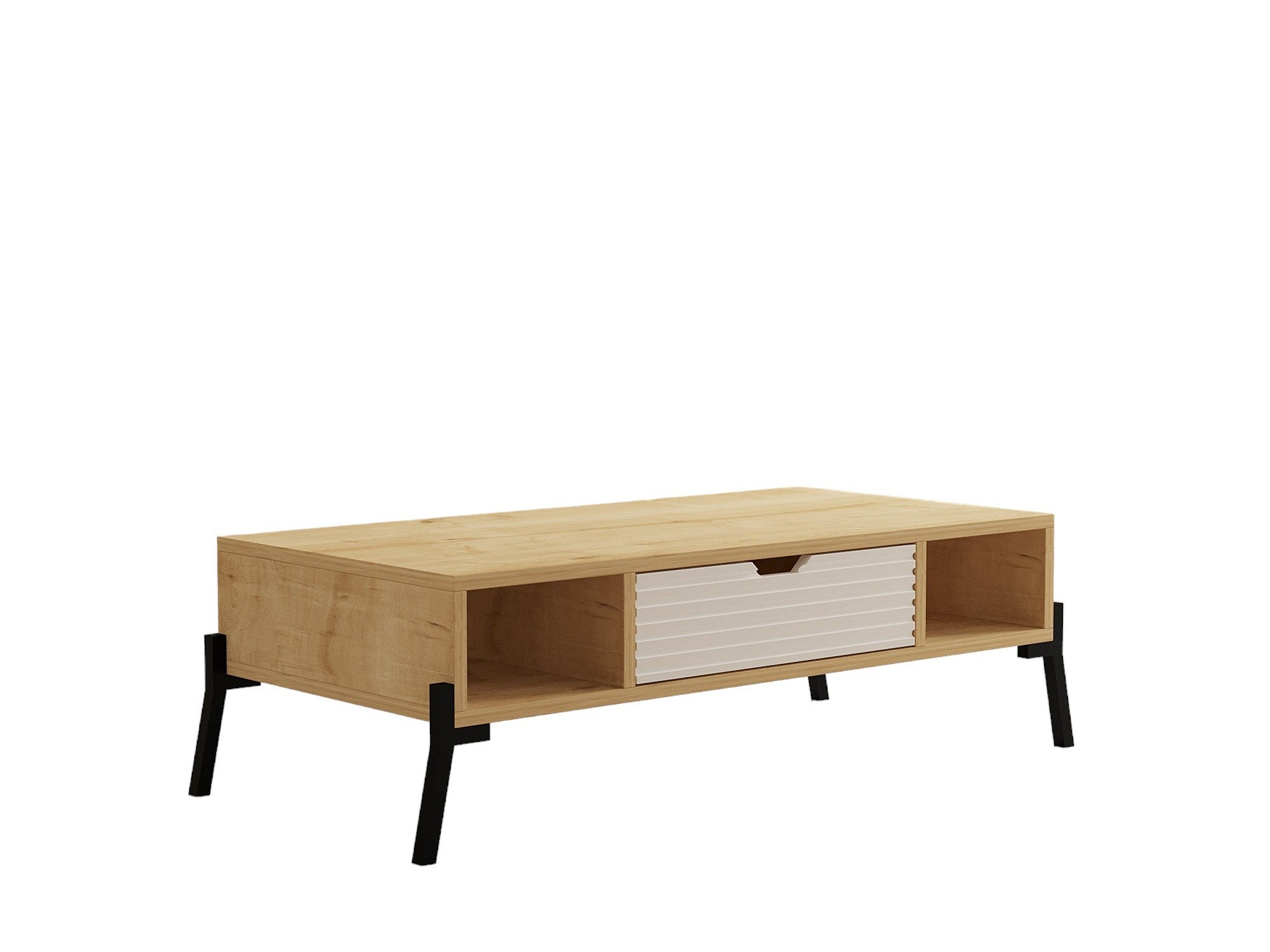 Mesa de Centro – 100cm x 28.2cm x 50cm – Carvalho Safira e Branco – Melamina e Ferro