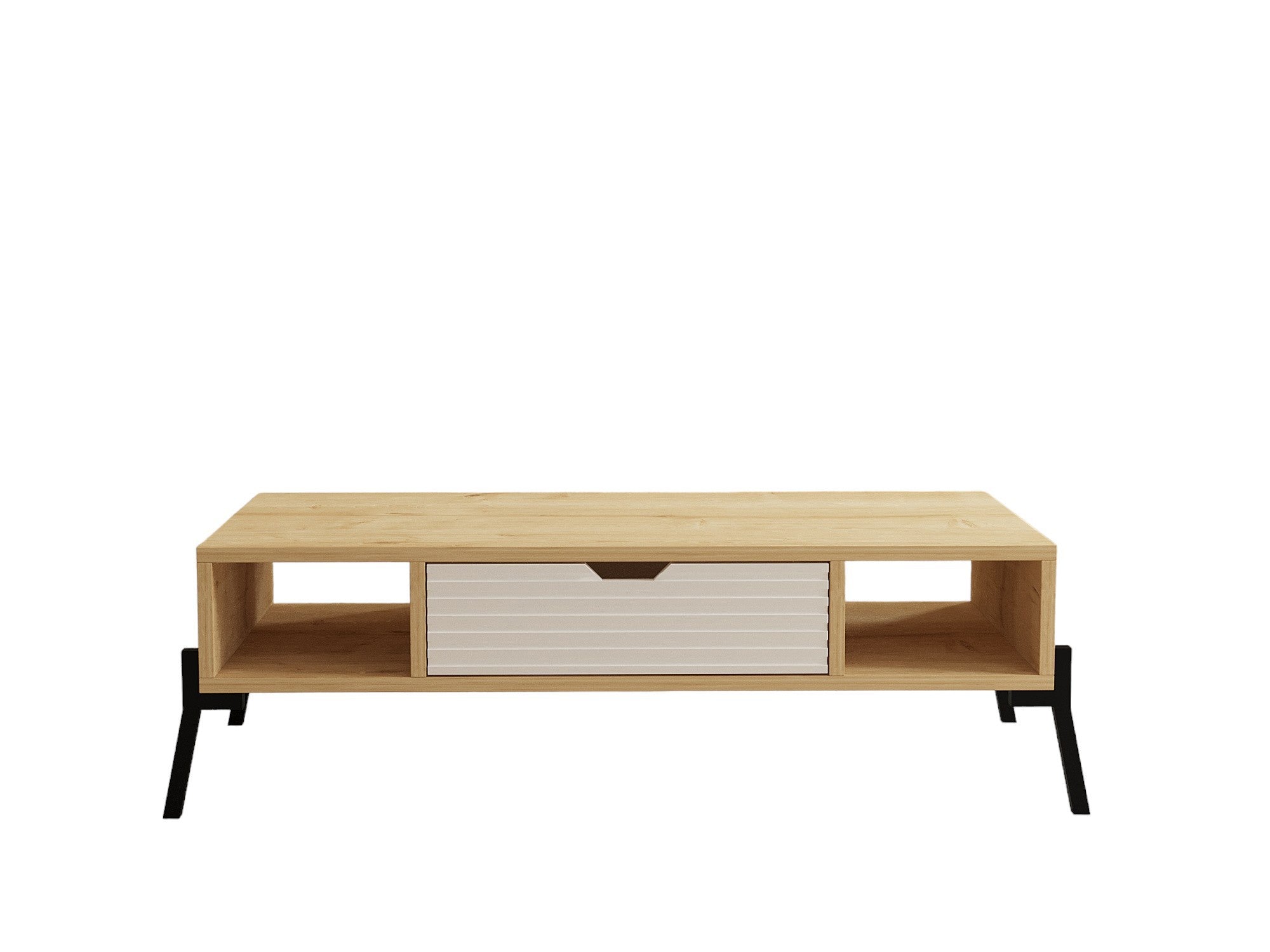 Mesa de Centro – 100cm x 28.2cm x 50cm – Carvalho Safira e Branco – Melamina e Ferro
