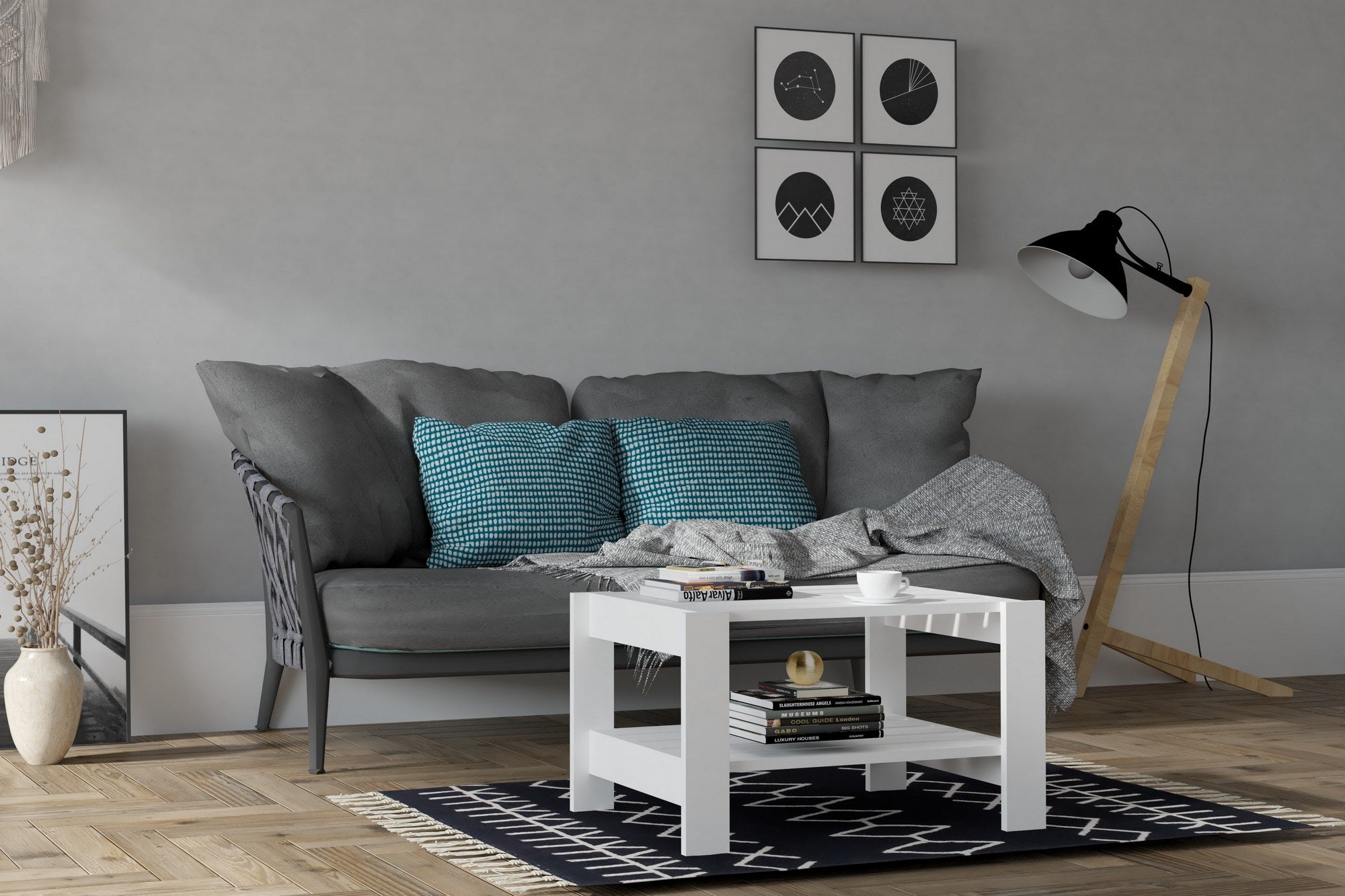 Mesa de Centro – 69,8 cm x 40 cm x 50 cm – Branco – Painéis de partículas revestidos a melamina