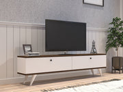 Móvel de TV – 160 x 35 x 25 cm – branco e nogueira – painel de partículas revestido a melamina