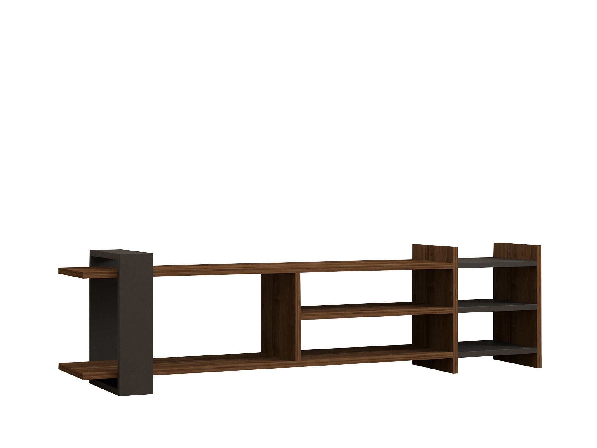 Móvel de TV – 156cm x 40cm x 29.6cm – Nogueira e Antracite – Painéis de partículas revestidos a melamina