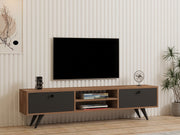 Móvel de TV – 160 cm x 37 cm x 29,6 cm – Pinho Atlântico e Antracite – Painel de partículas