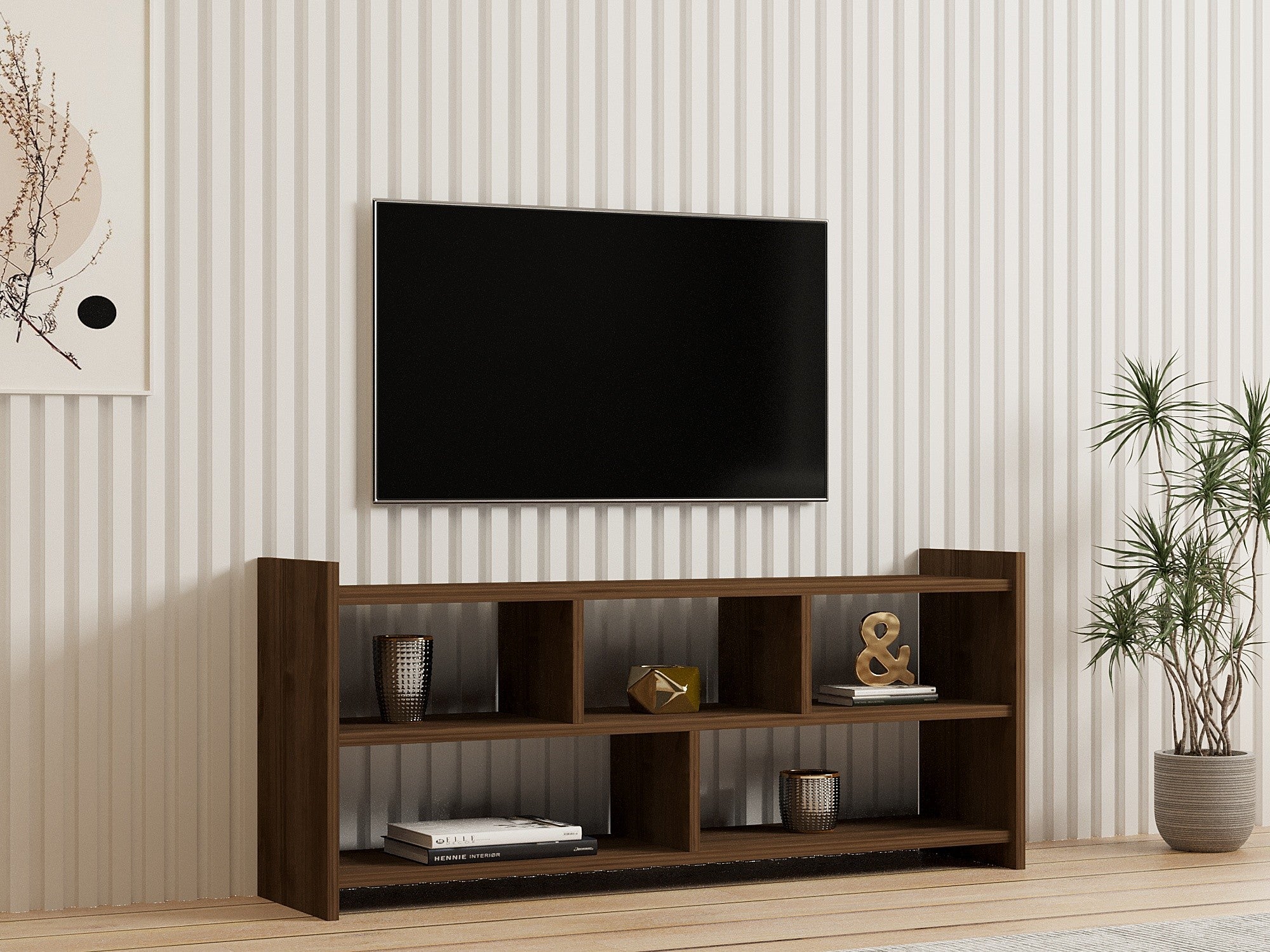 Móvel de TV escandinavo – 117,5 x 55 x 28 cm – Nogueira – MDF