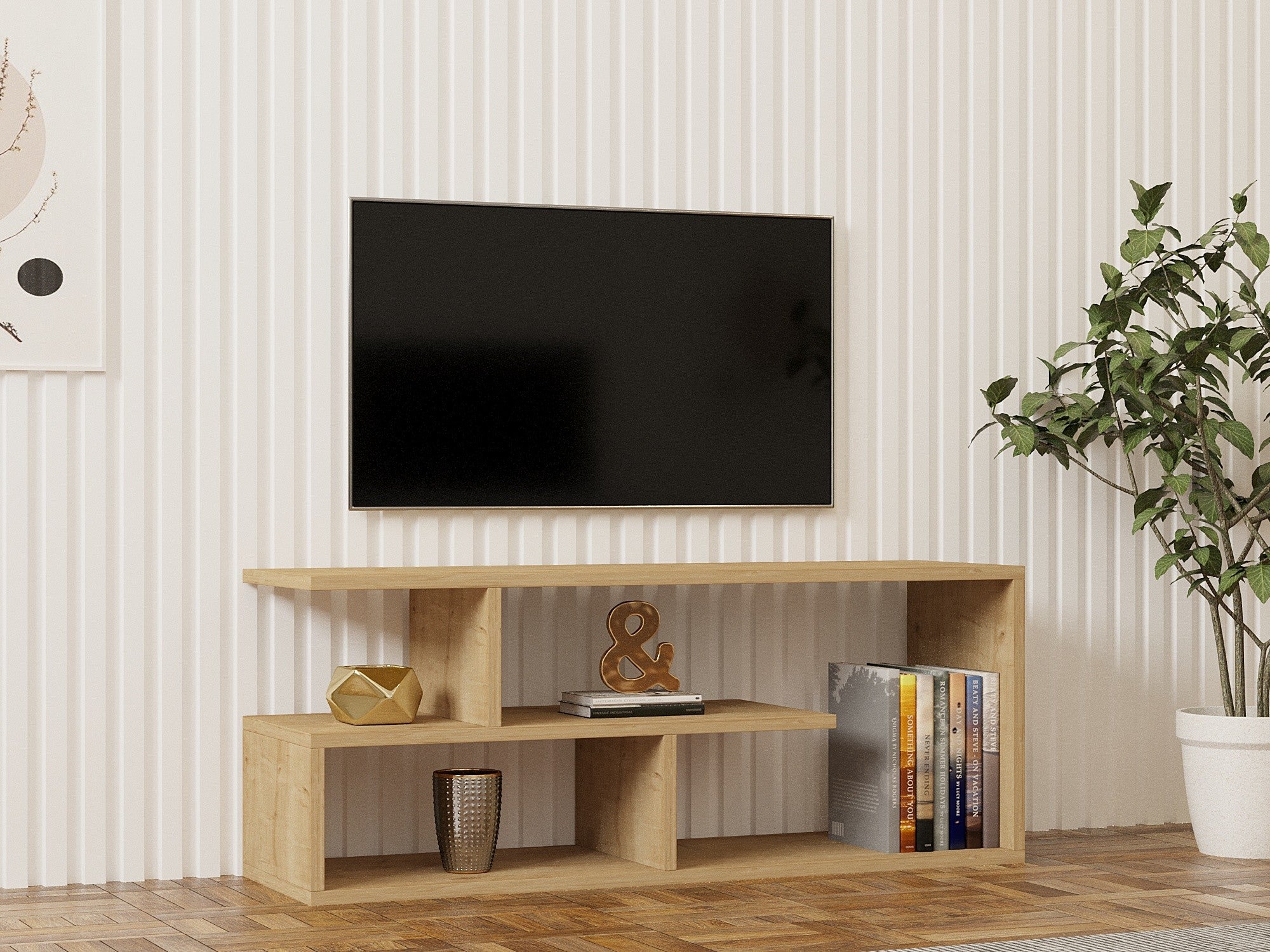 Móvel de TV – 100 cm x 40 cm x 29,6 cm – Safira – Painel de partículas revestido de melamina