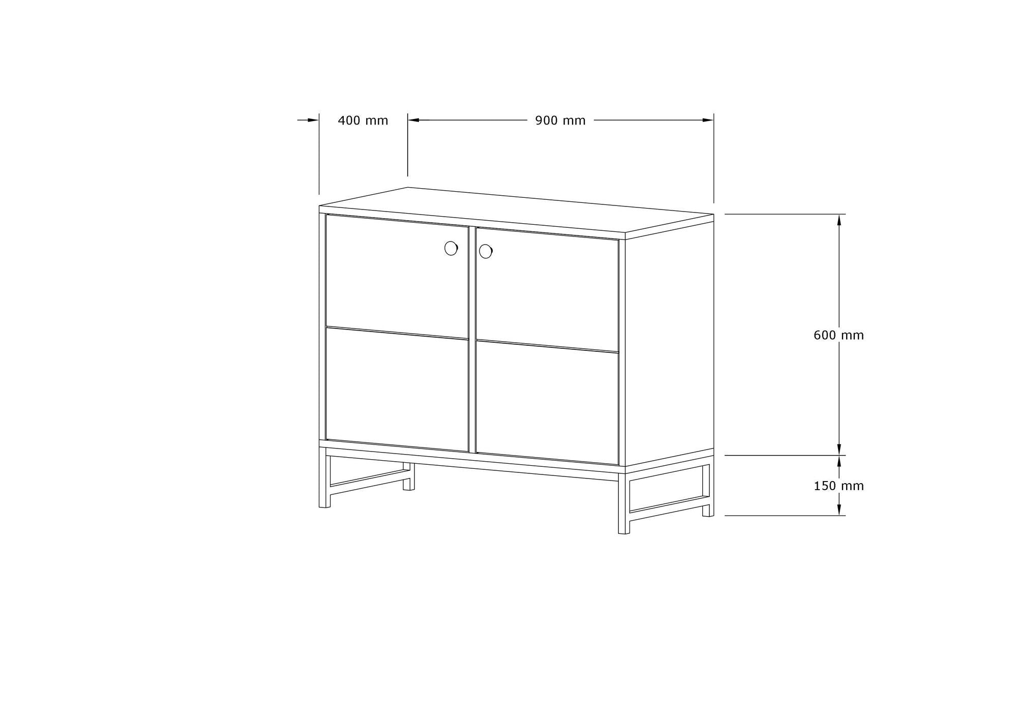 Aparador – 90 cm x 75 cm x 40 cm – Preto/Safira – Melamina