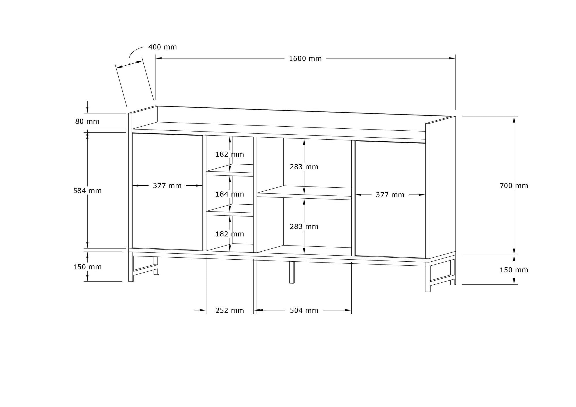 Aparador em mármore freesia – 160cm x 85cm x 40cm – Mármore