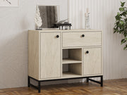 Aparador de MDF revestido de melamina – 90cm x 75cm x 40cm – cor travertino – material MDF