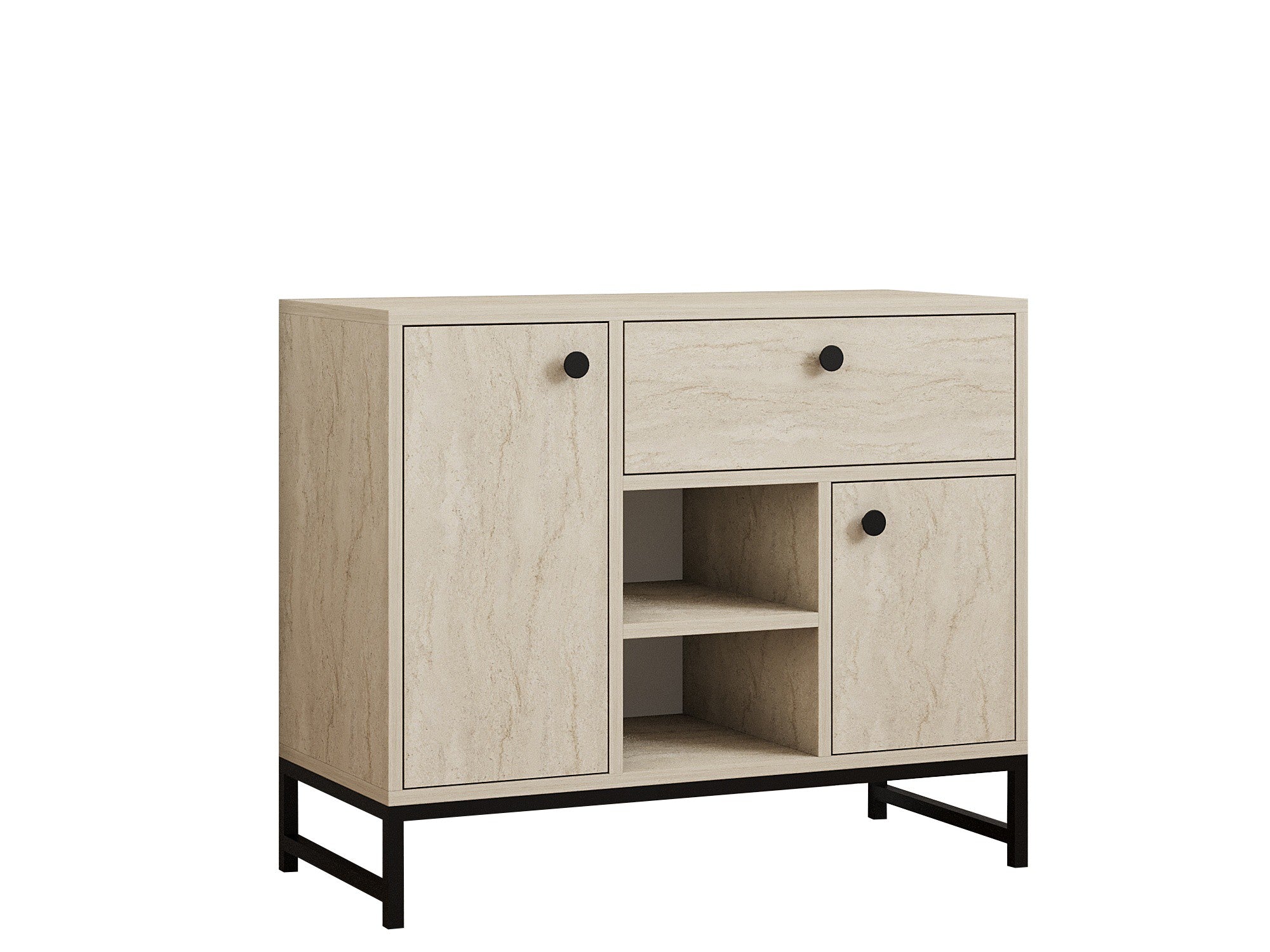 Aparador de MDF revestido de melamina – 90cm x 75cm x 40cm – cor travertino – material MDF