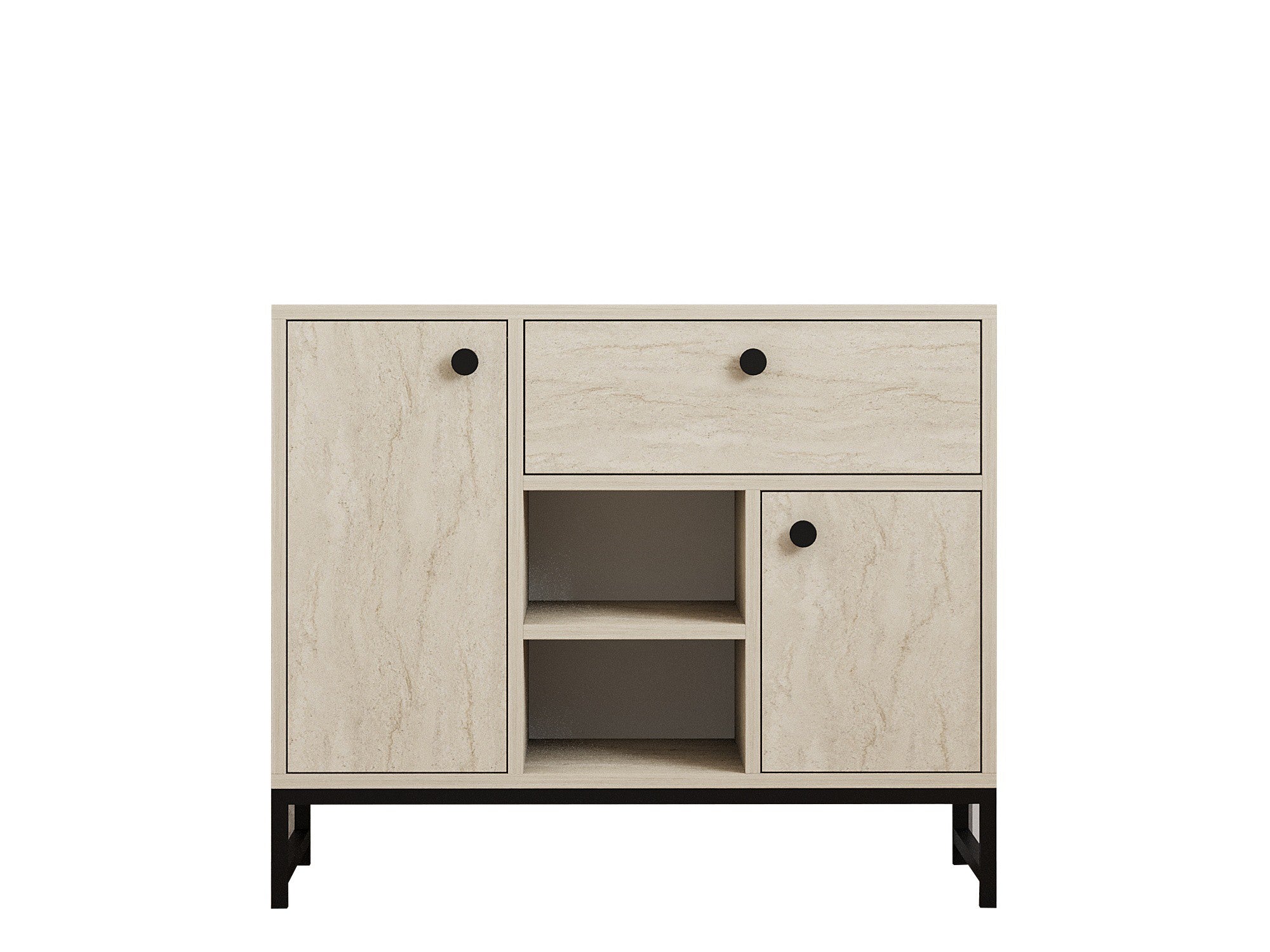 Aparador de MDF revestido de melamina – 90cm x 75cm x 40cm – cor travertino – material MDF