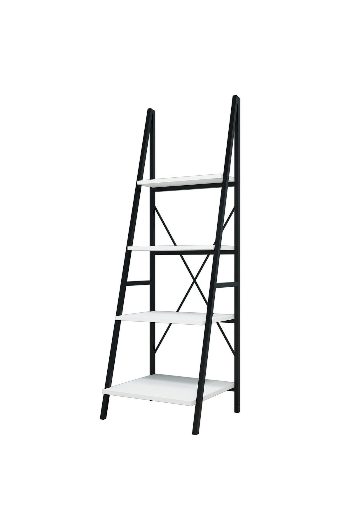 Estante de livros – 50 cm x 150 cm x 44 cm – Branco e Preto – Metal e painel de partículas