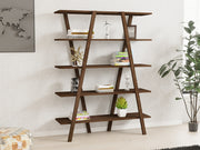 Estante de livros – 115 cm x 144 cm x 29,5 cm – Nogueira – 100% madeira de pinho