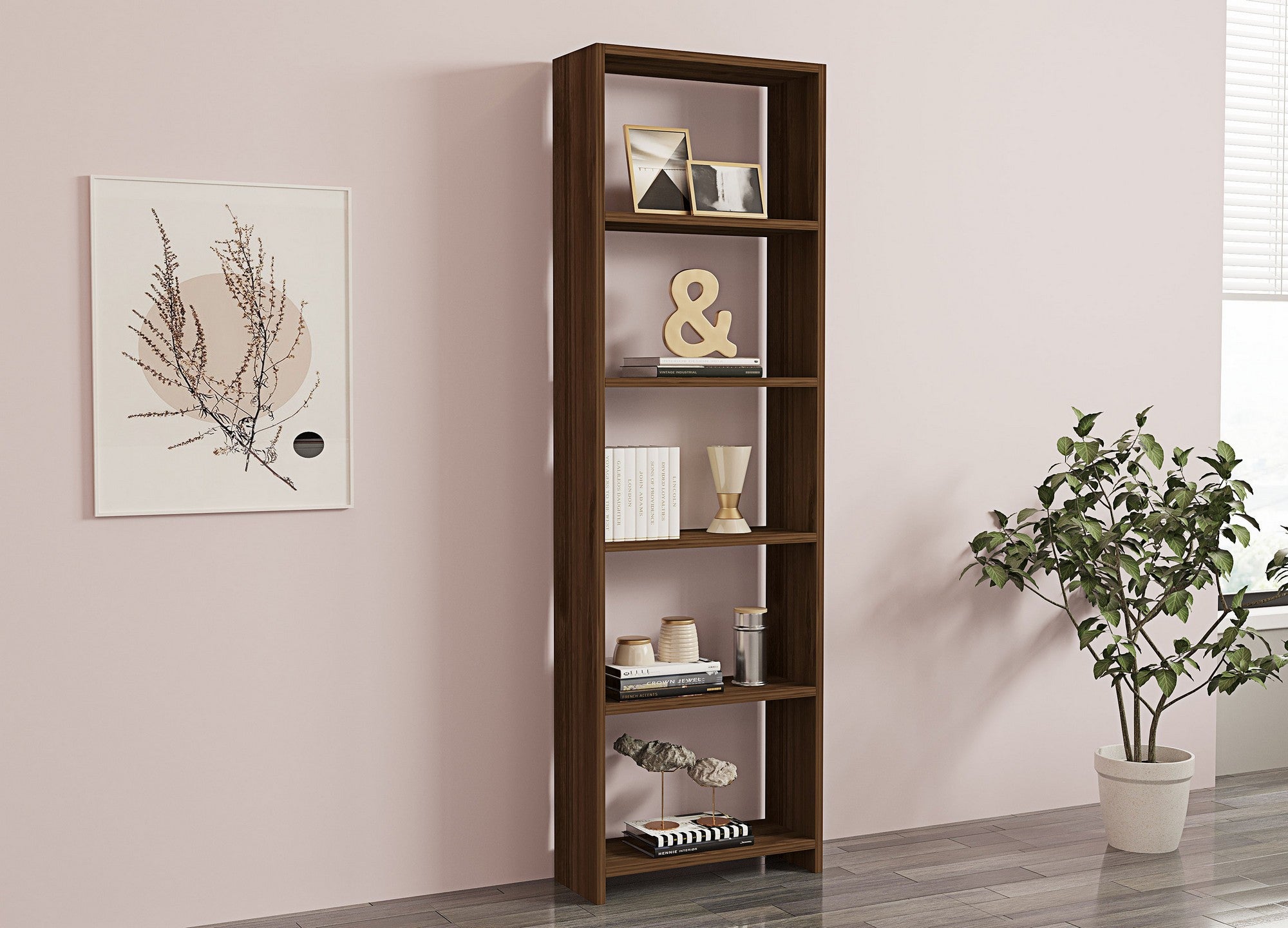 Estante de livros – 50 x 160 x 19,6 cm – cor nogueira – painel de partículas revestido de melamina