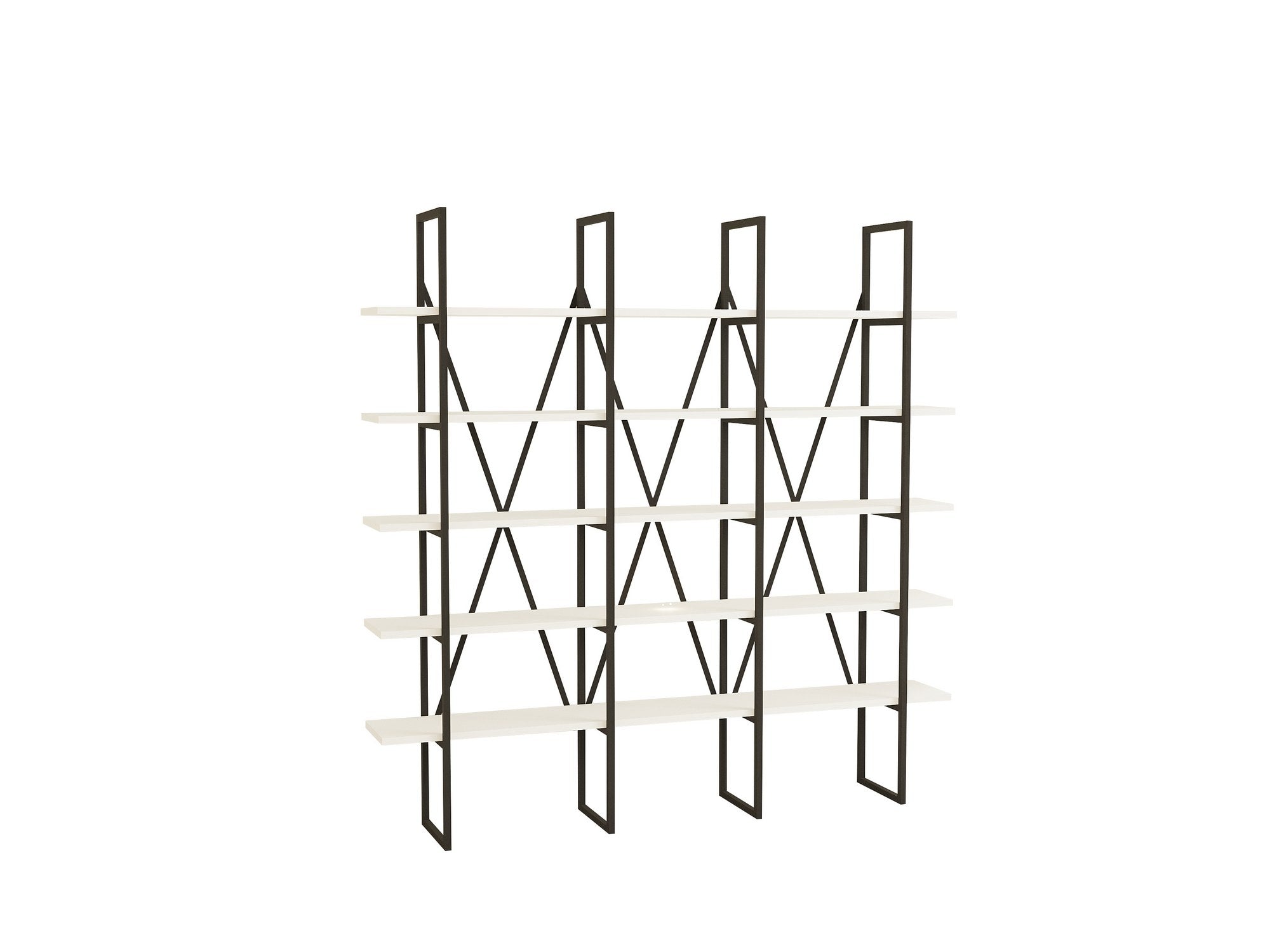 Estante de livros – 160cm x 160cm x 26cm – Preto e Branco – Metal e Painel de Partículas