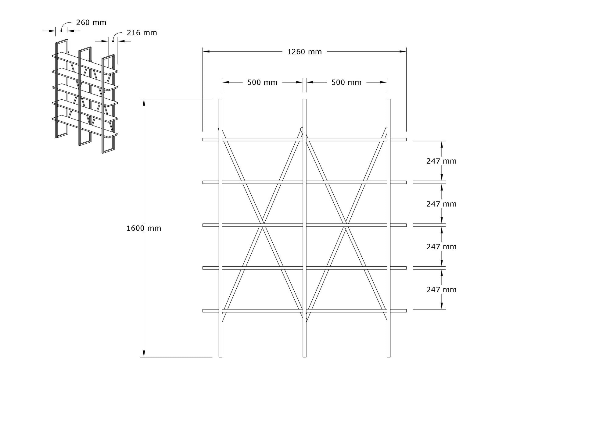 Estante de livros – 126cm x 160cm x 26cm – Safira e Preto – Painel de partículas revestido a melamina e Metal