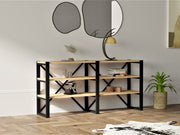 Estante de livros – 133.2cm x 65cm x 32.1cm – Preto e Safira – Painéis de partículas revestidos a melamina