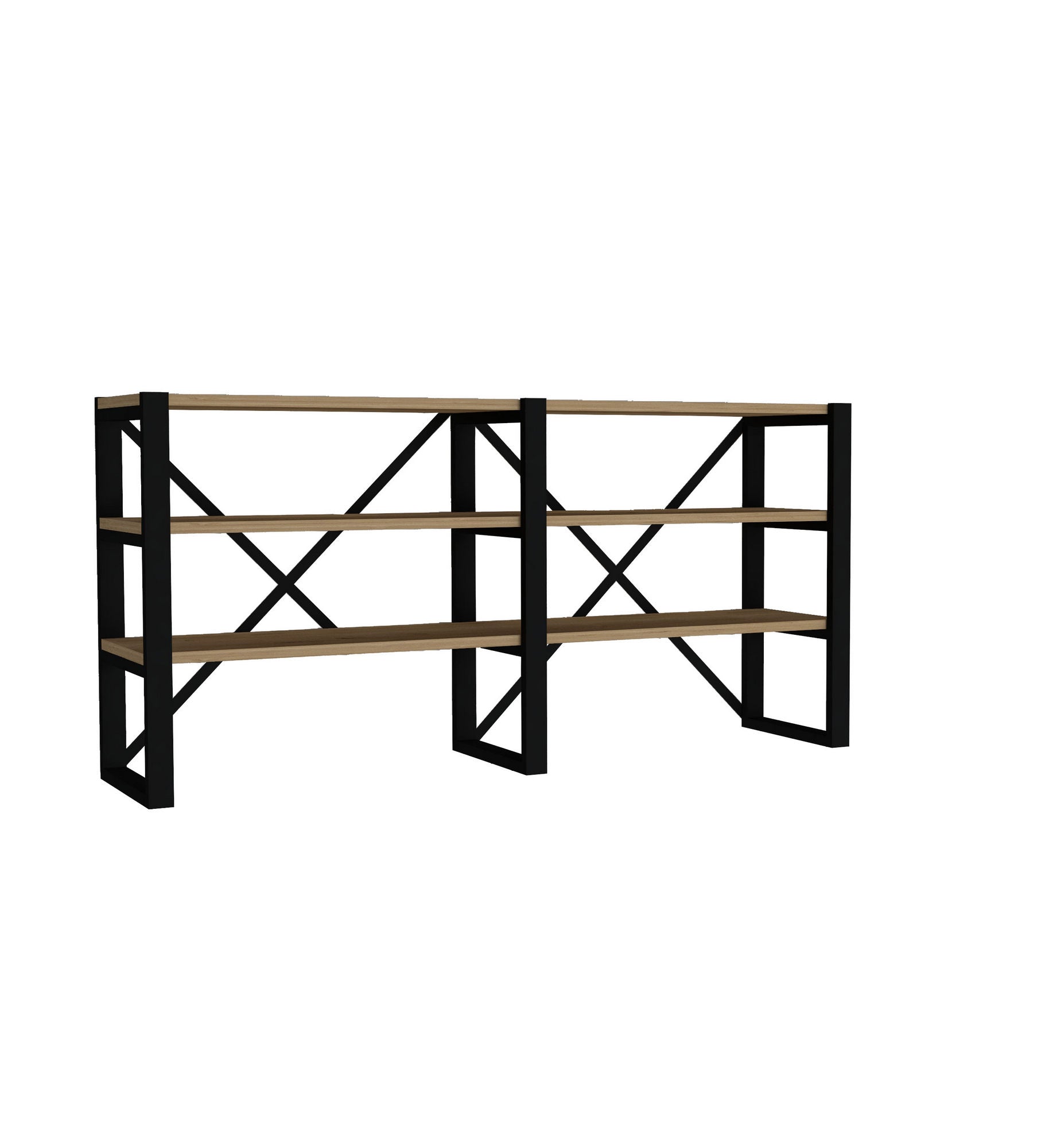 Estante de livros – 133.2cm x 65cm x 32.1cm – Preto e Safira – Painéis de partículas revestidos a melamina