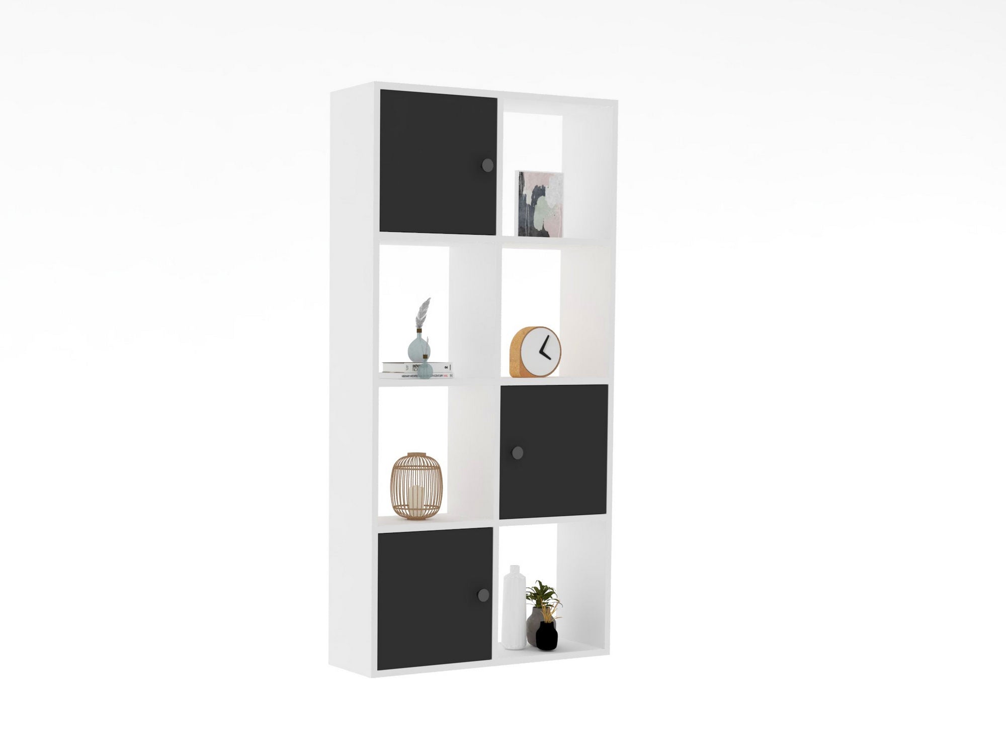 Estante de livros – 77.8cm x 151.4cm x 22cm – Branco e Antracite – Painel de partículas