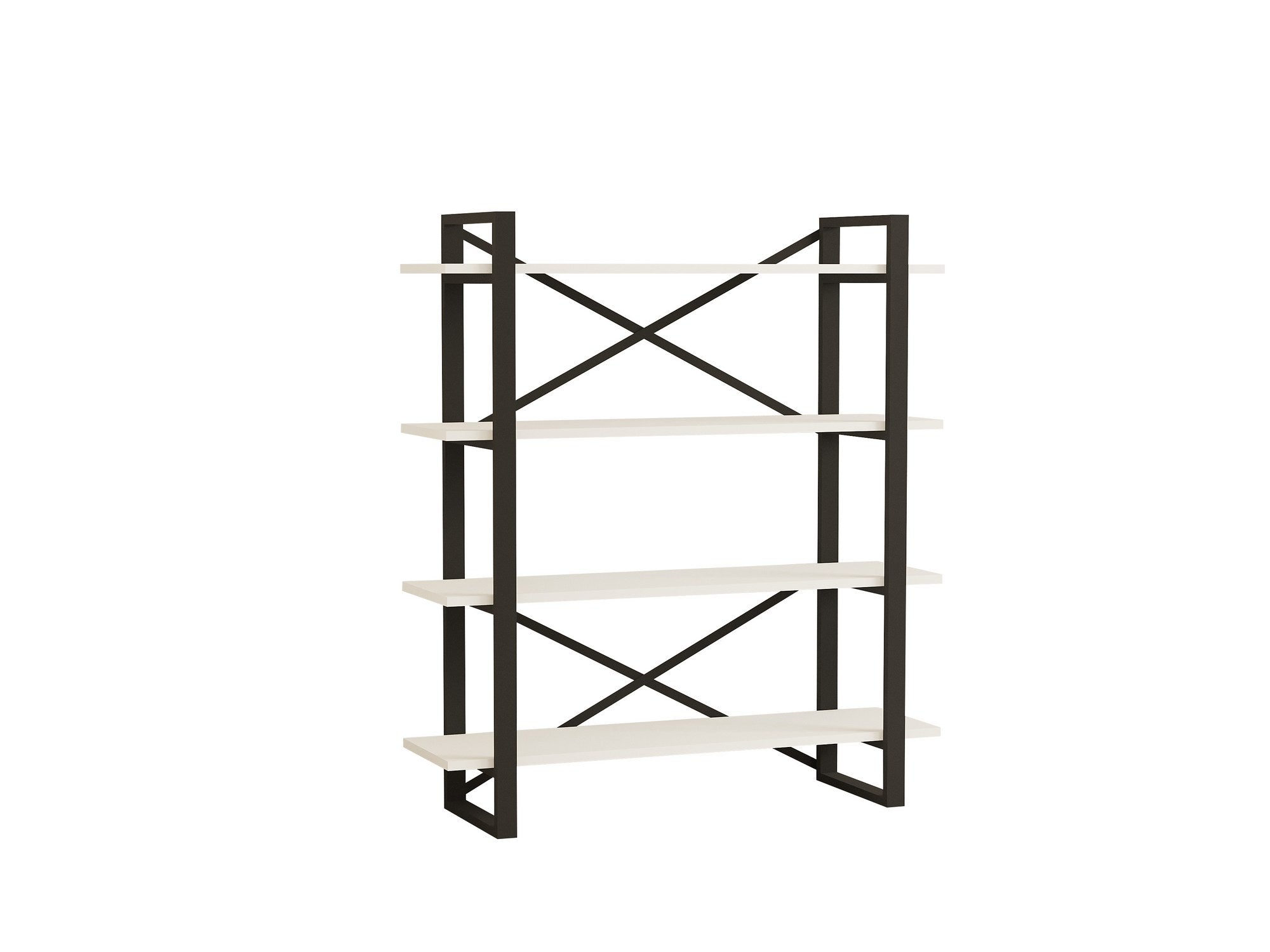 Estante de livros – 106 cm largura x 120 cm altura x 33 cm profundidade – Branco e Preto – Metal e Painel de Partículas