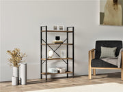 Estante Industrial – 60 x 100 x 24 cm – Nogueira e Preto – Painel de Partículas e Metal