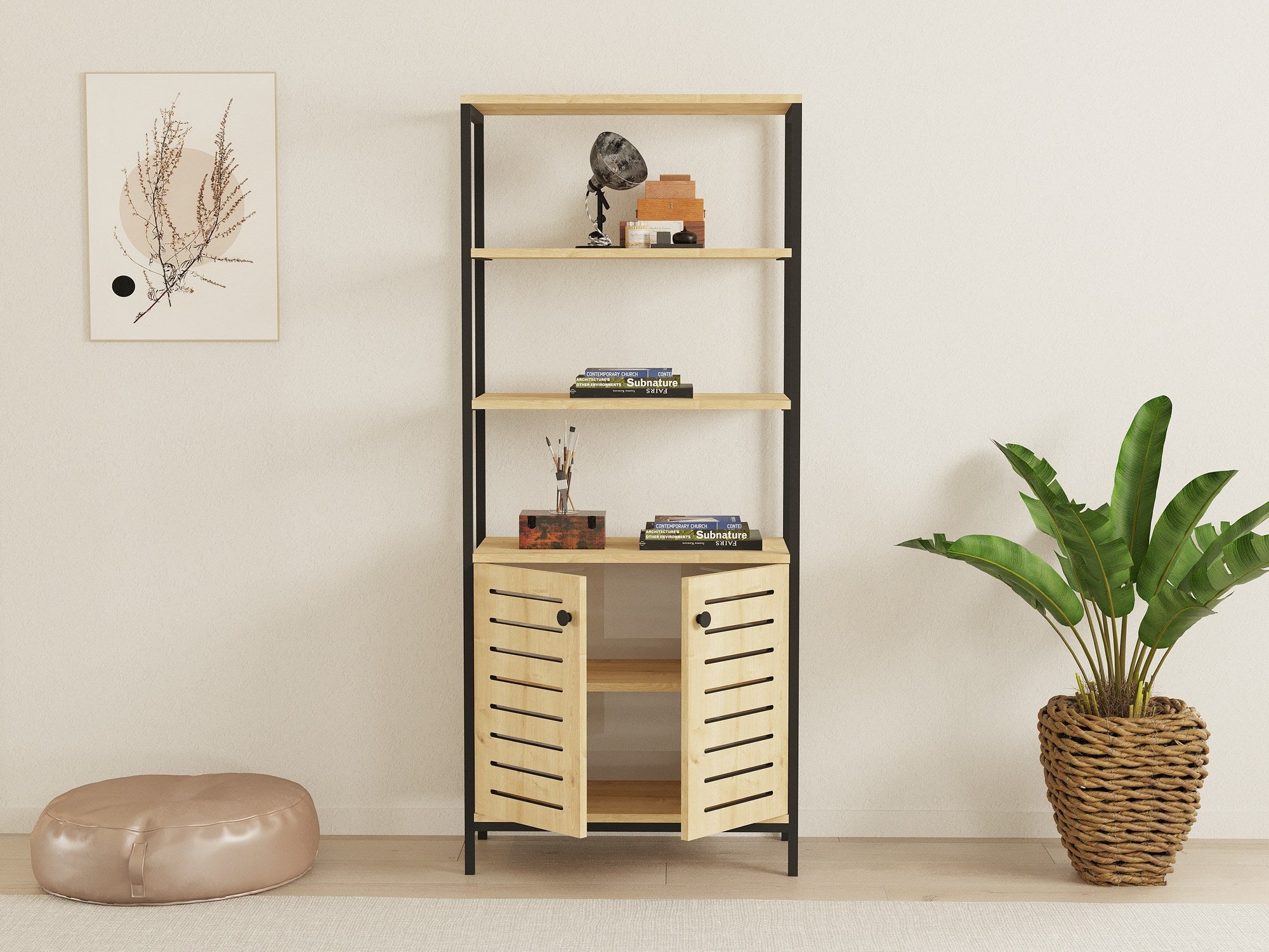 Estante de livros – 70cm x 162.2cm x 34cm – Preto e Safira – Metal e Aglomerado