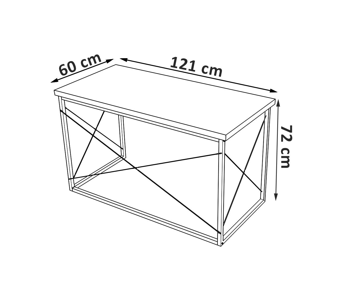 Secretária de Estudo – 121 cm x 72 cm x 60 cm – Nogueira e Preto – Painéis de partículas e Metal