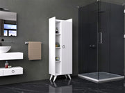 Armário de Casa de Banho – 50 cm x 140 cm x 31,8 cm – Branco – Painel de Partículas Revestido a Melamina