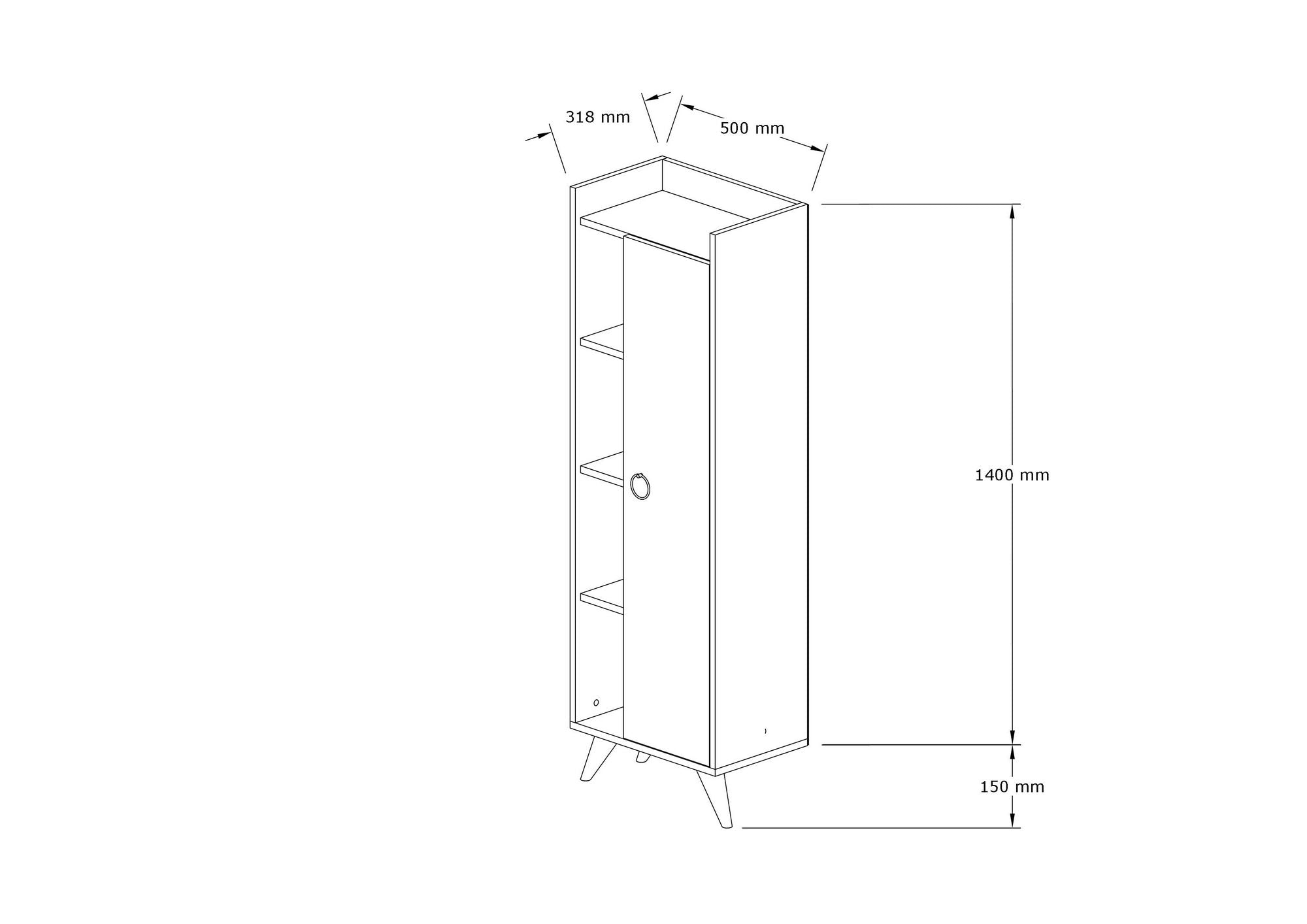 Armário de Casa de Banho – 50 cm x 140 cm x 31,8 cm – Branco – Painel de Partículas Revestido a Melamina