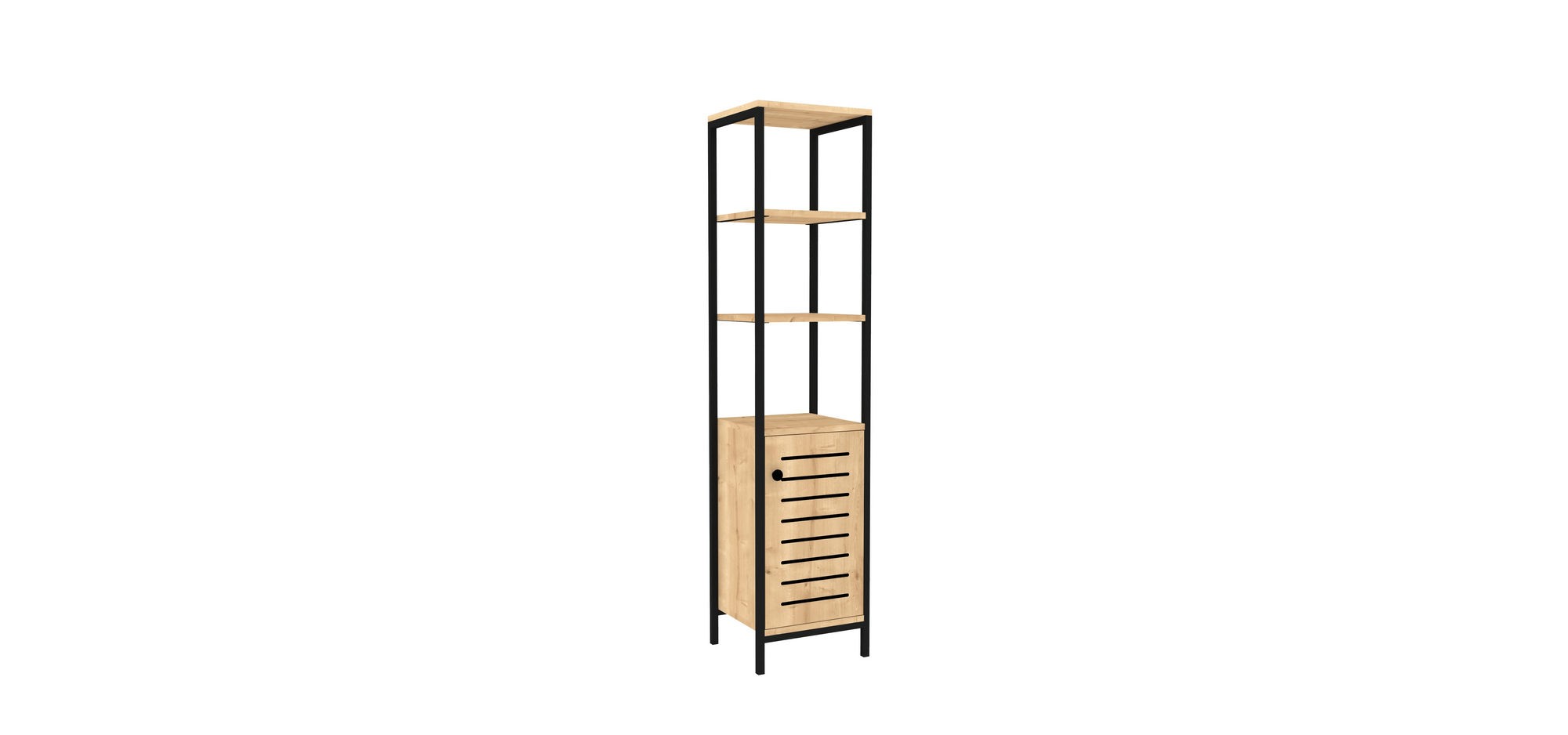 Armário de Casa de Banho – 38 cm x 162.2 cm x 34 cm – Preto e Safira – Painel de Partículas Revestido a Melamina