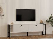 Móvel de TV – 160 cm x 50.4 cm x 24.5 cm – Branco – Painéis de partículas revestidos a melamina