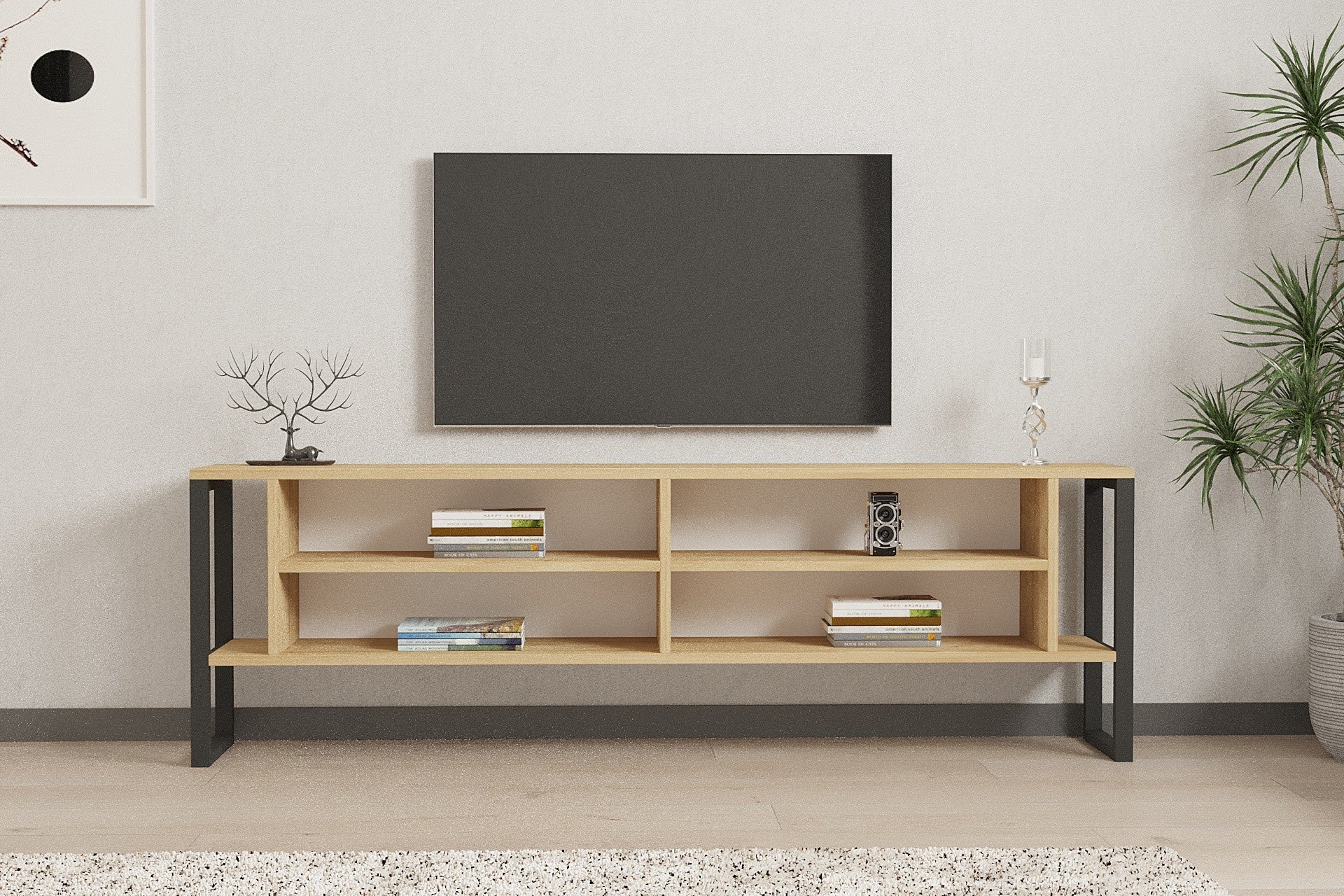 Móvel de TV – 160 cm x 50.4 cm x 24.5 cm – safira – painel de partículas revestido a melamina