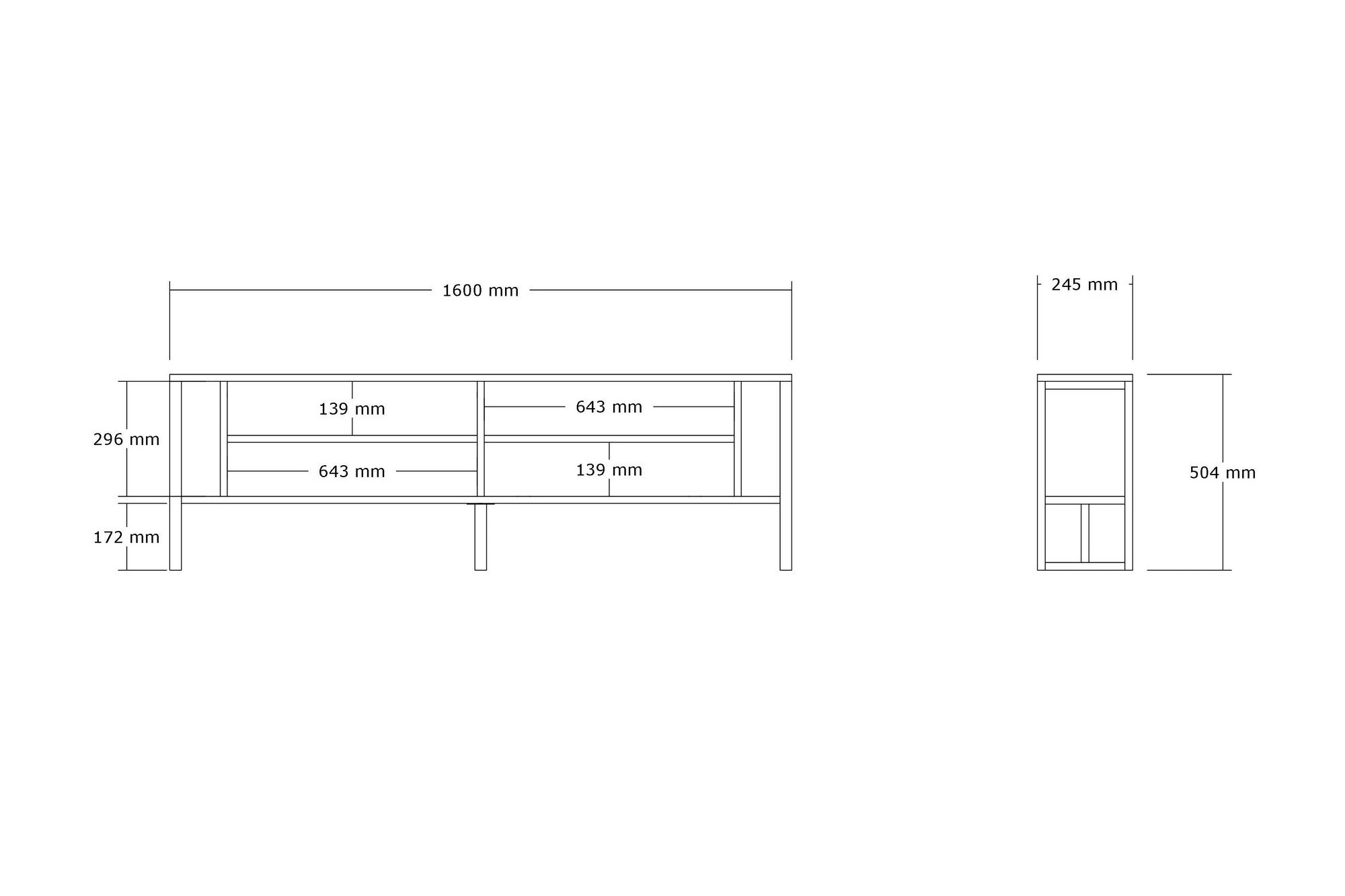 Móvel de TV – 160 cm x 50.4 cm x 24.5 cm – Nogueira – Painel de partículas revestido a melamina