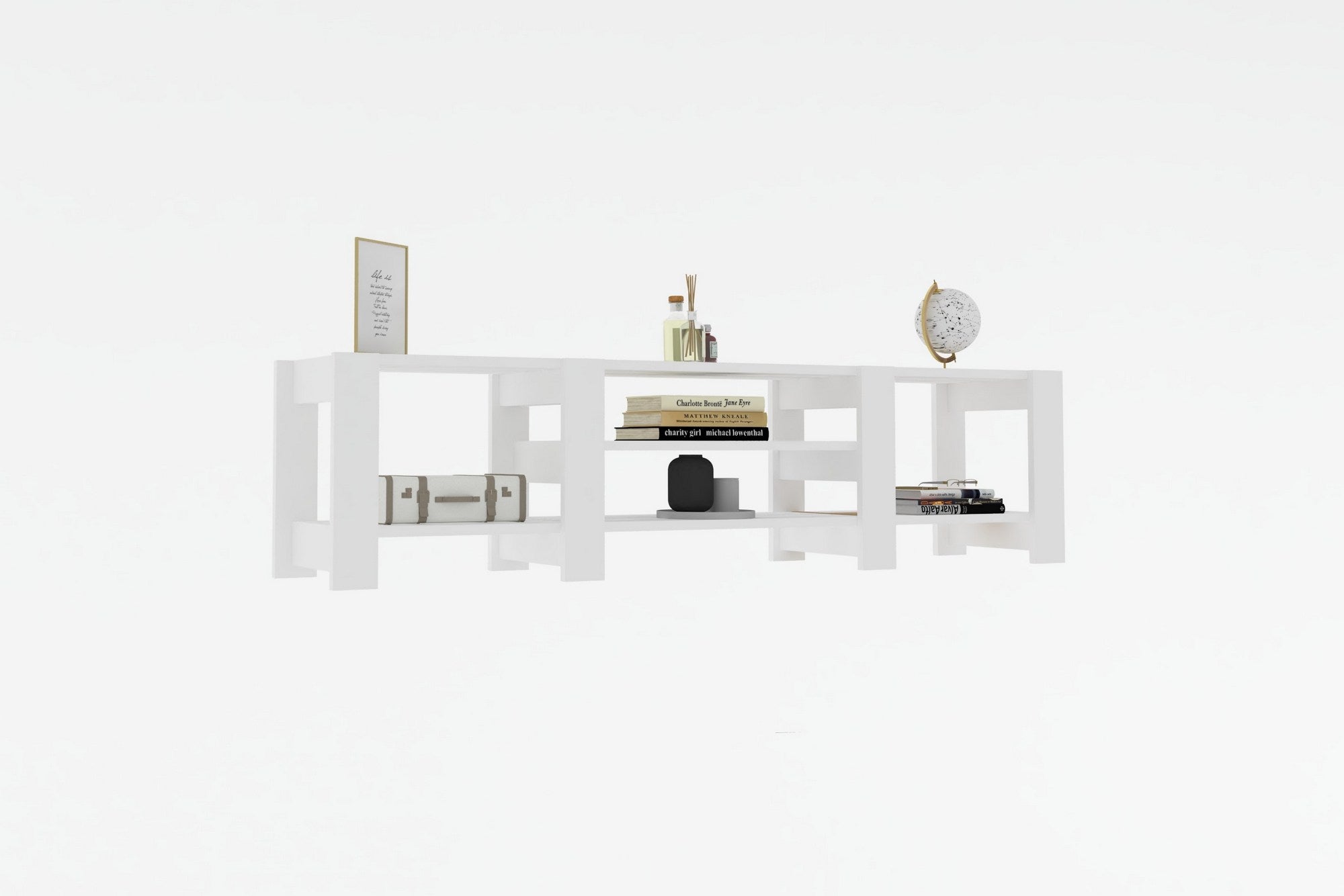 Móvel de TV – 159.8cm x 40cm x 33.6cm – Branco – Painel de partículas revestido a melamina
