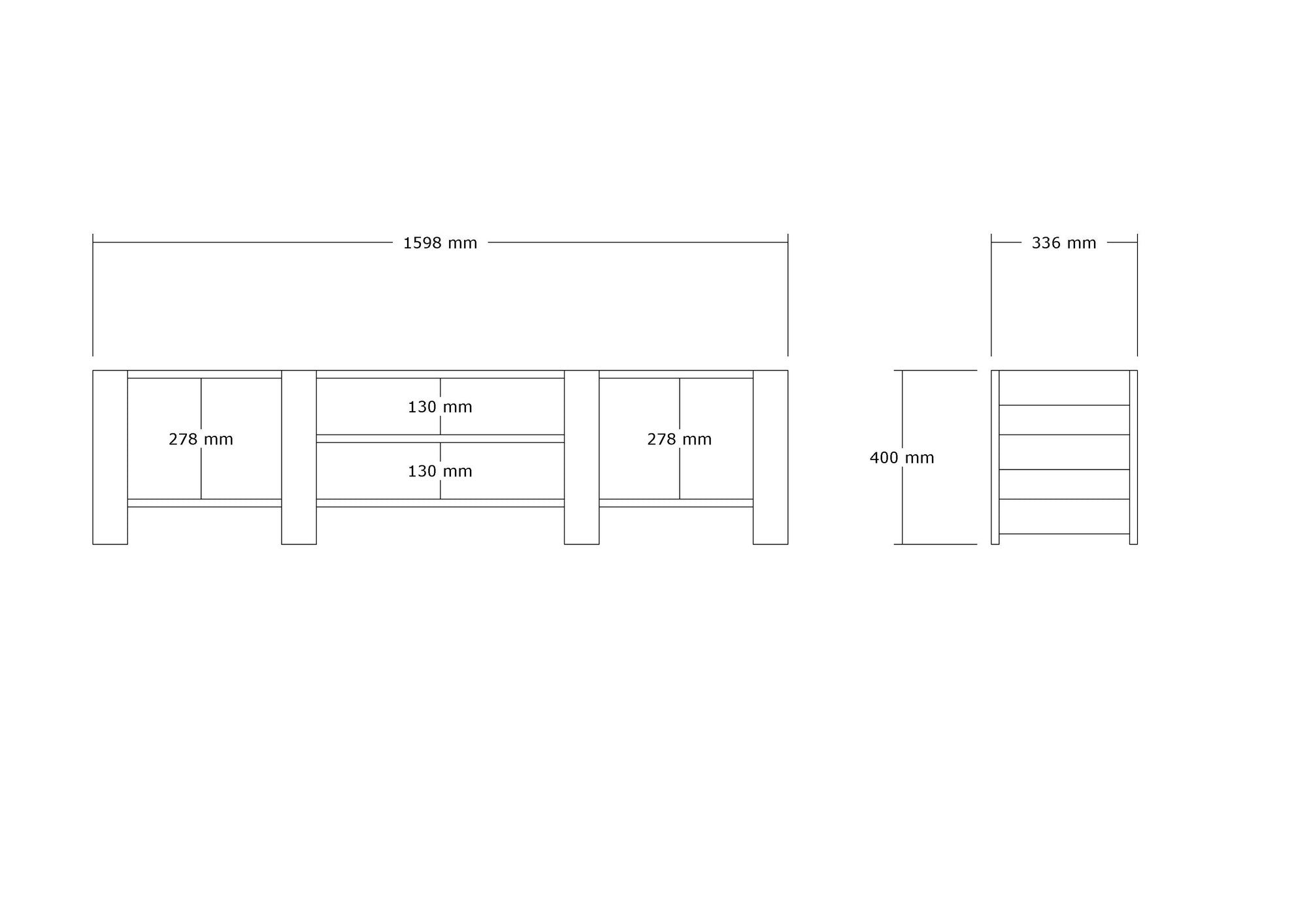 Móvel de TV – 159.8cm x 40cm x 33.6cm – Branco – Painel de partículas revestido a melamina