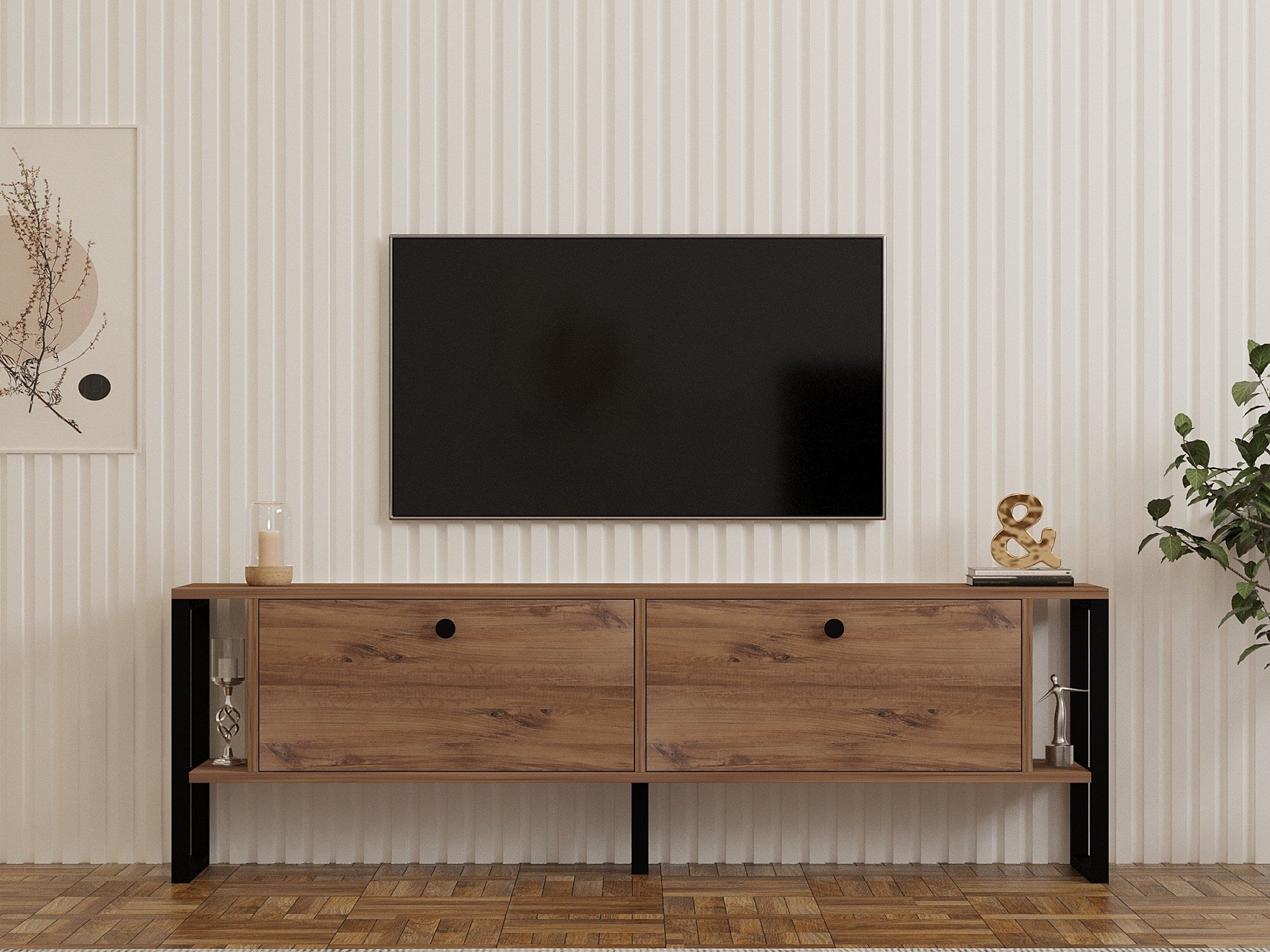 Móvel de TV – 160 cm – Pinho Atlântico – Painéis de partículas revestidos a melamina