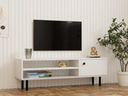 Móvel de TV – 120 cm x 38 cm x 30 cm – Branco – Painel de partículas revestido a melamina