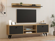 Móvel de TV – 160cm x 48cm x 29.5cm – Antracite e Safira – Painel de Partículas