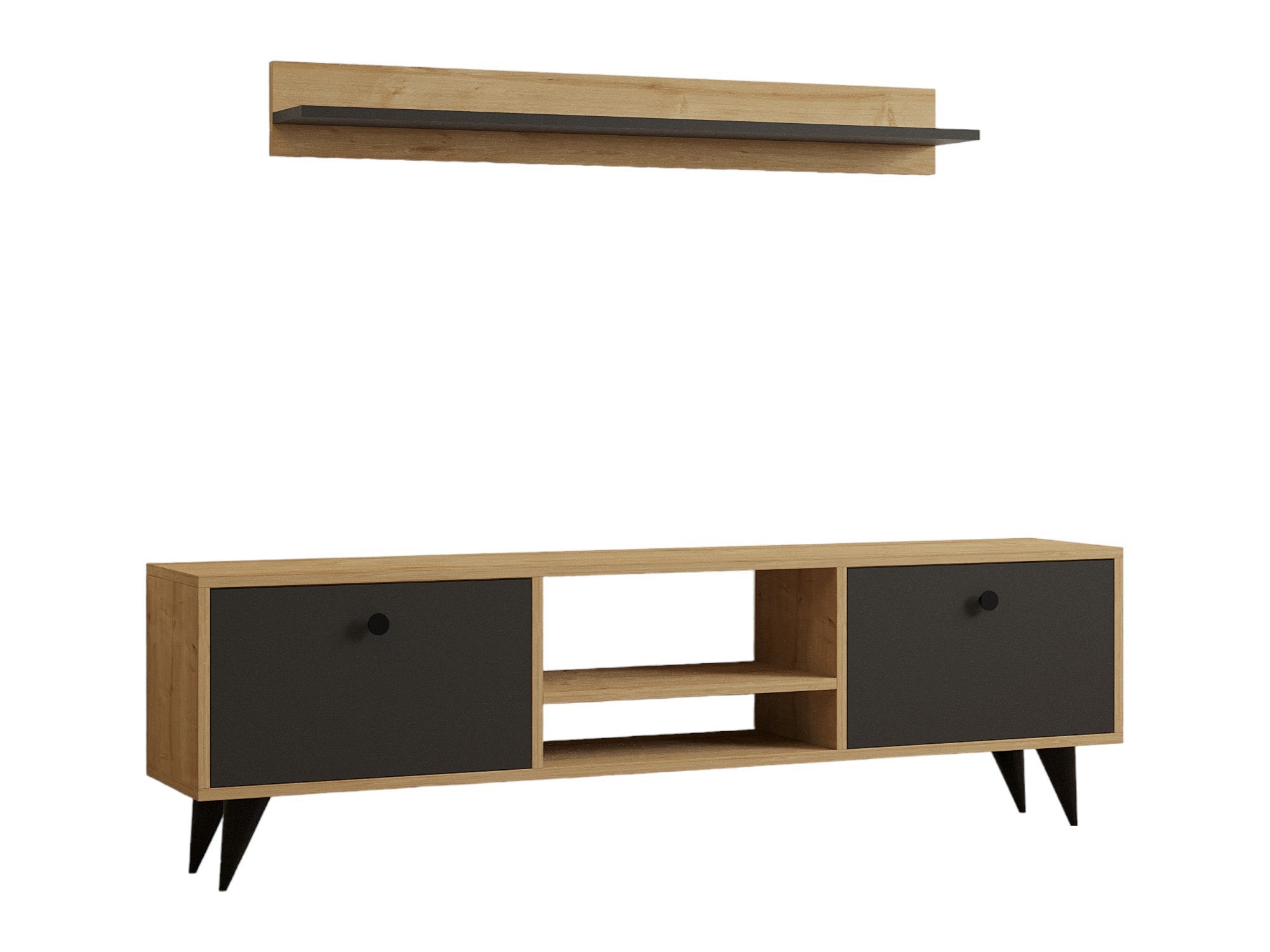 Móvel de TV – 160cm x 48cm x 29.5cm – Antracite e Safira – Painel de Partículas