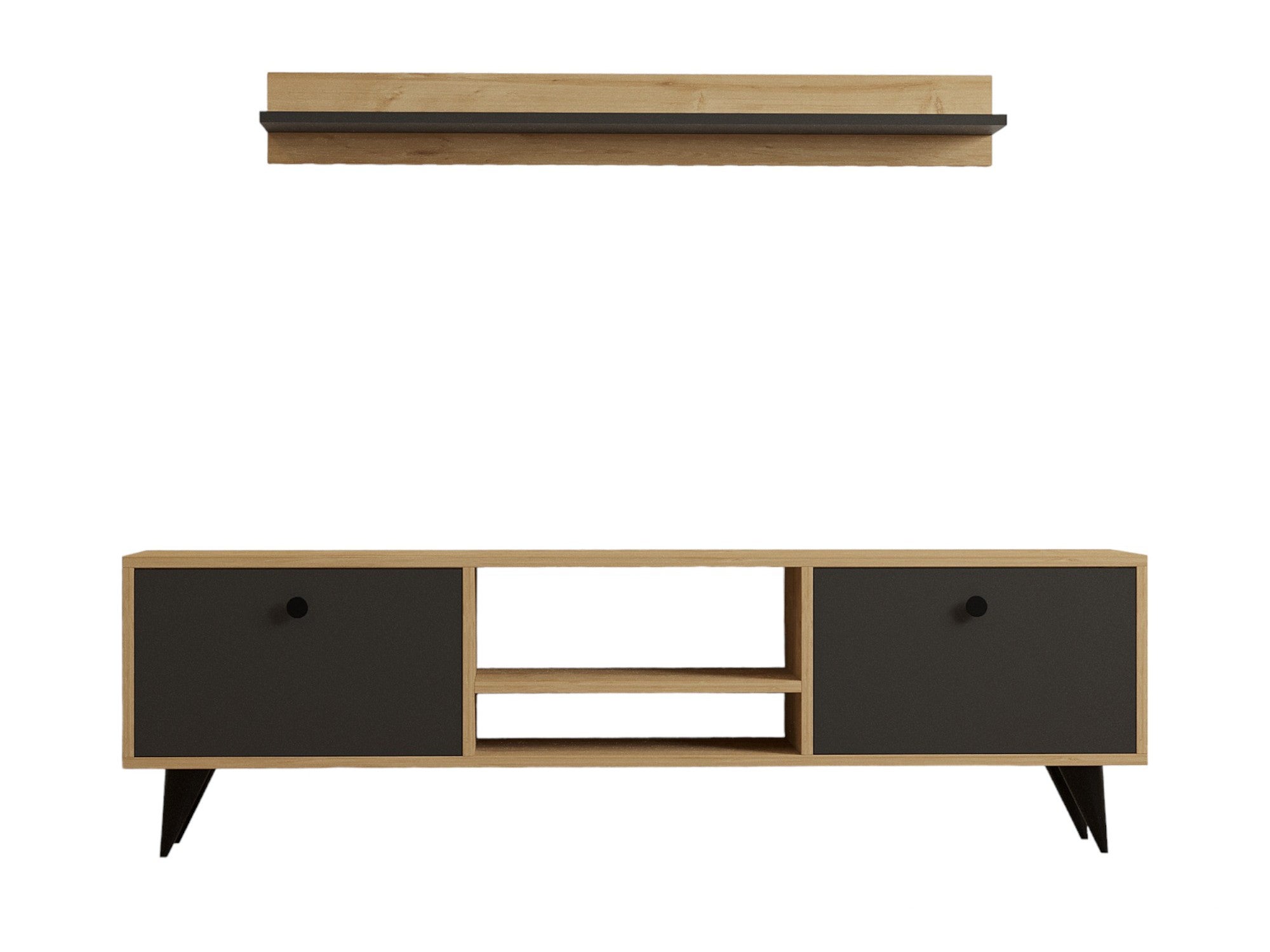 Móvel de TV – 160cm x 48cm x 29.5cm – Antracite e Safira – Painel de Partículas