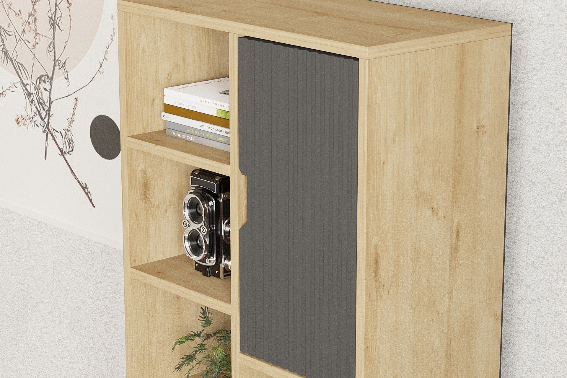 Estante de livros – 58.6cm x 160cm x 30cm – Carvalho Safira e Antracite – Melamina