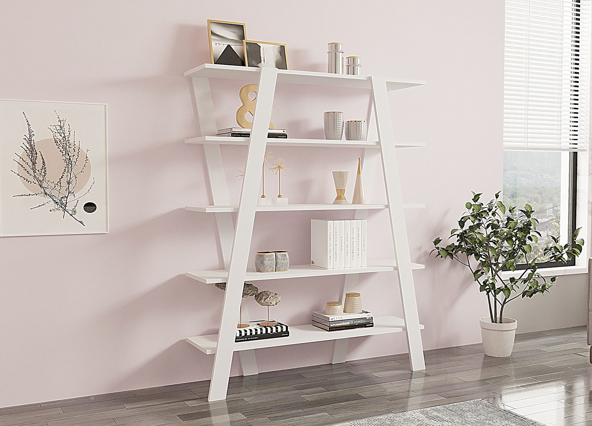 Estante de livros – 120 cm x 150 cm x 25 cm – Branco – Painéis de partículas revestidos a melamina