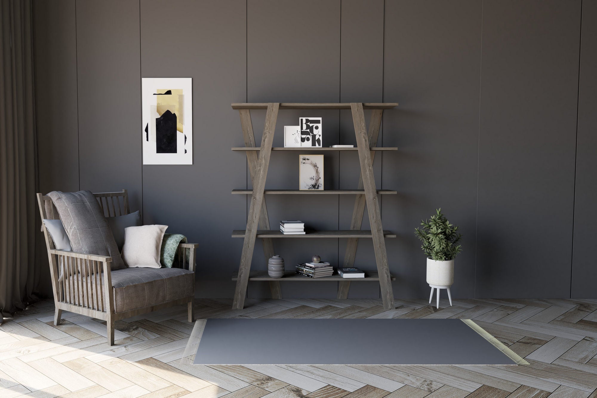 Estante de livros – 120 cm x 150 cm x 25 cm – Preto – Painel de partículas revestido a melamina